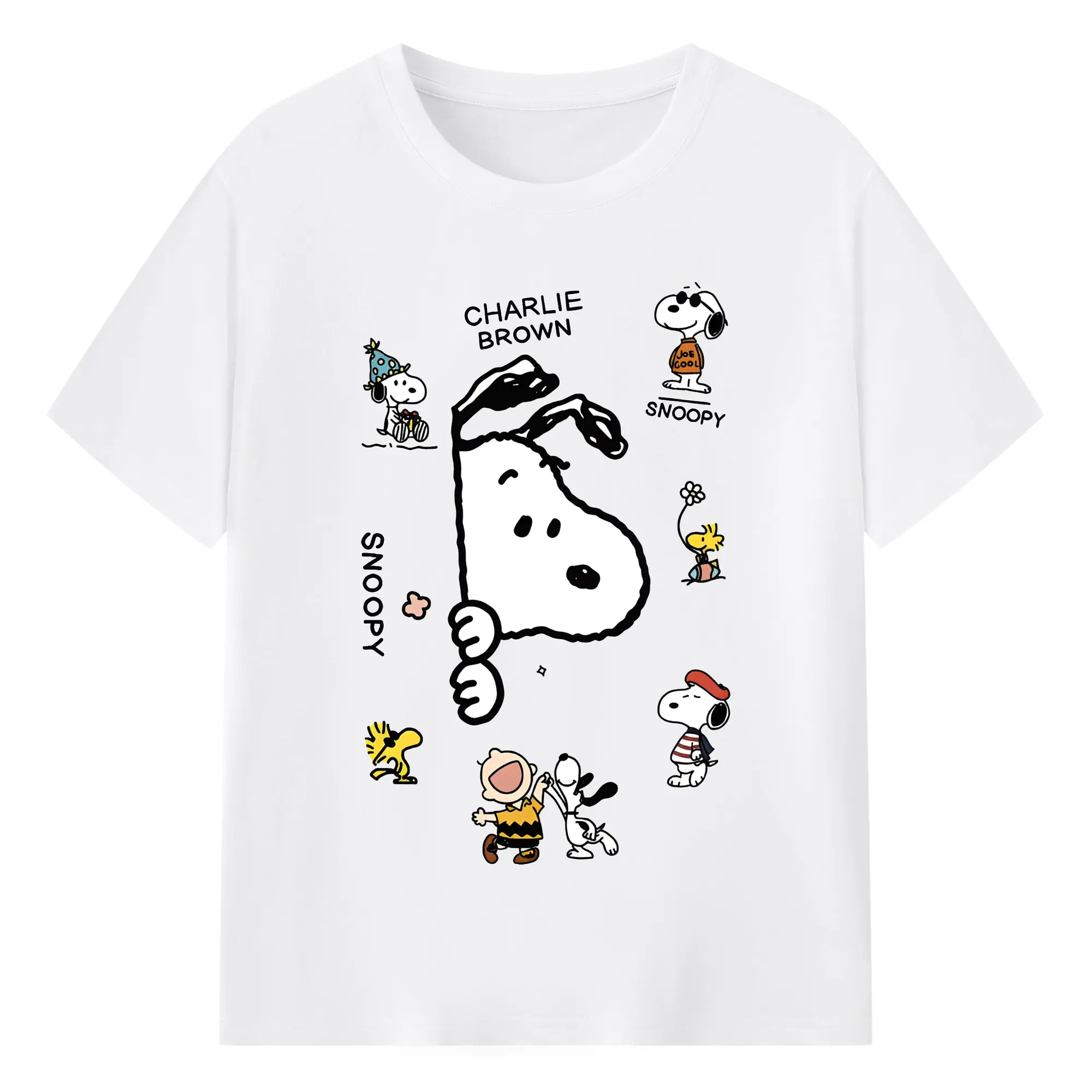 Peanuts Snoopy & Charlie Brown DIY - 180g Cotton T-Shirt With Front Heat Transfer Print – Soft, Lightweight, Fitted Design – Comfortable Casual Wear For Sports & Everyday Use