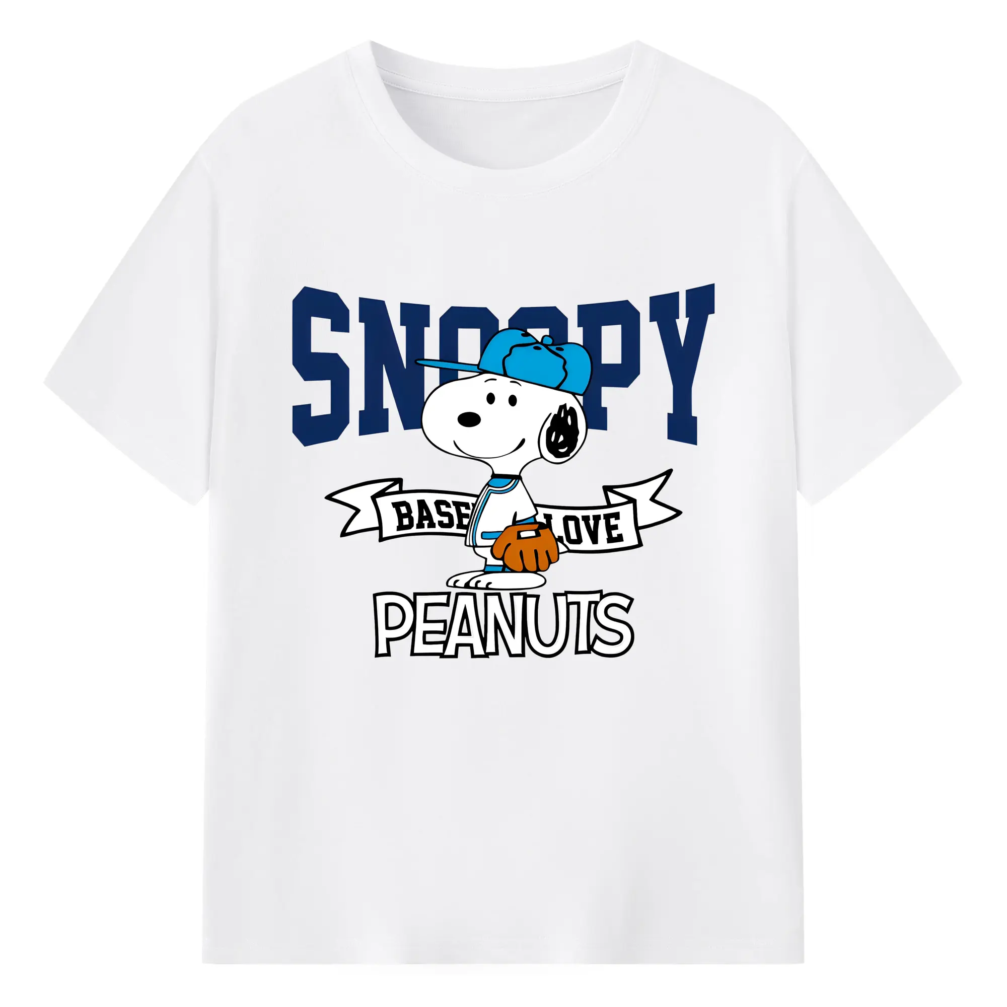 Snoopy Baseball Theme DIY - 180g Cotton T-Shirt With Front Heat Transfer Print – Soft, Lightweight, Fitted Design – Comfortable Casual Wear For Sports & Everyday Use