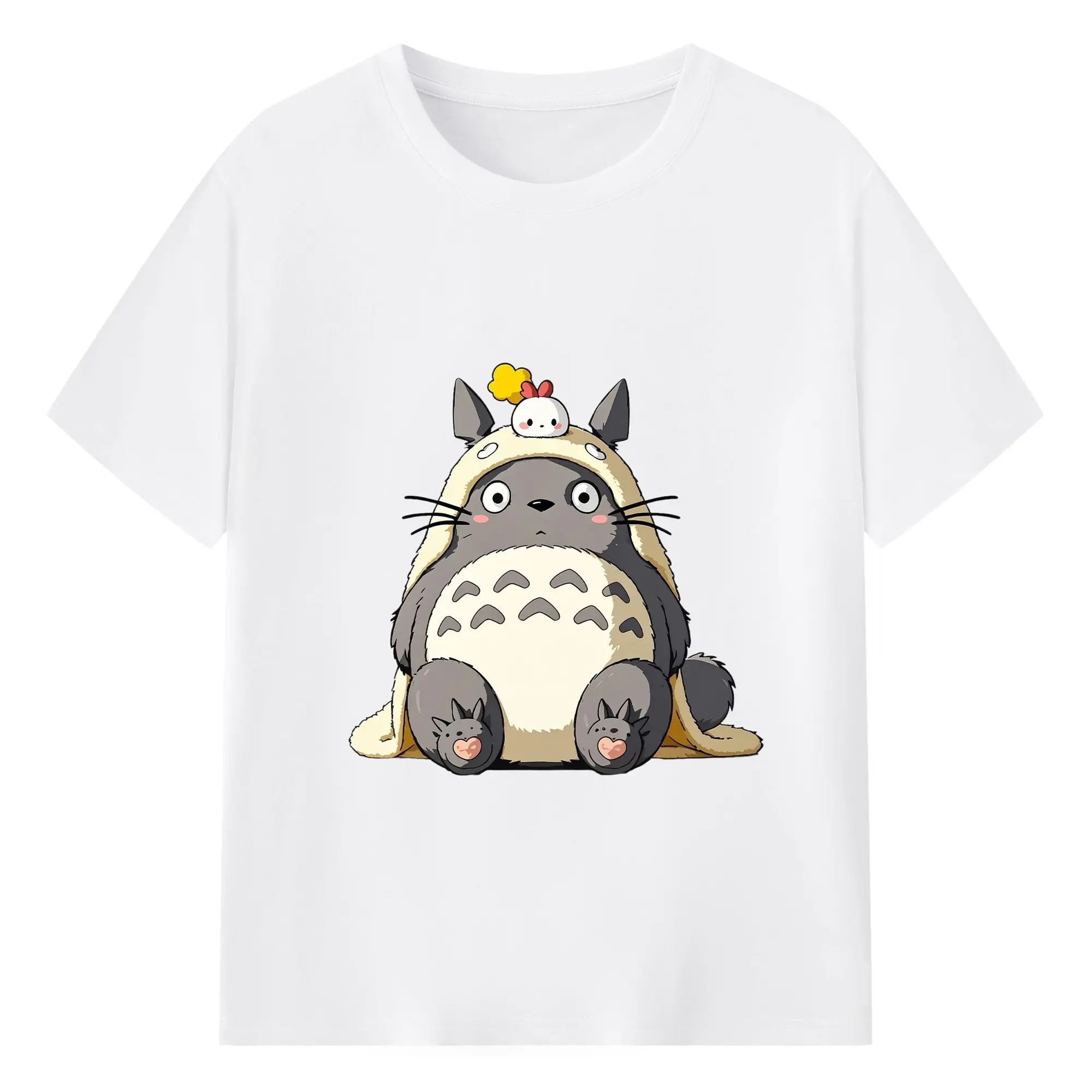 Studio Ghibli Totoro Cute DIY - 180g Cotton T-Shirt With Front Heat Transfer Print – Soft, Lightweight, Fitted Design – Comfortable Casual Wear For Sports & Everyday Use
