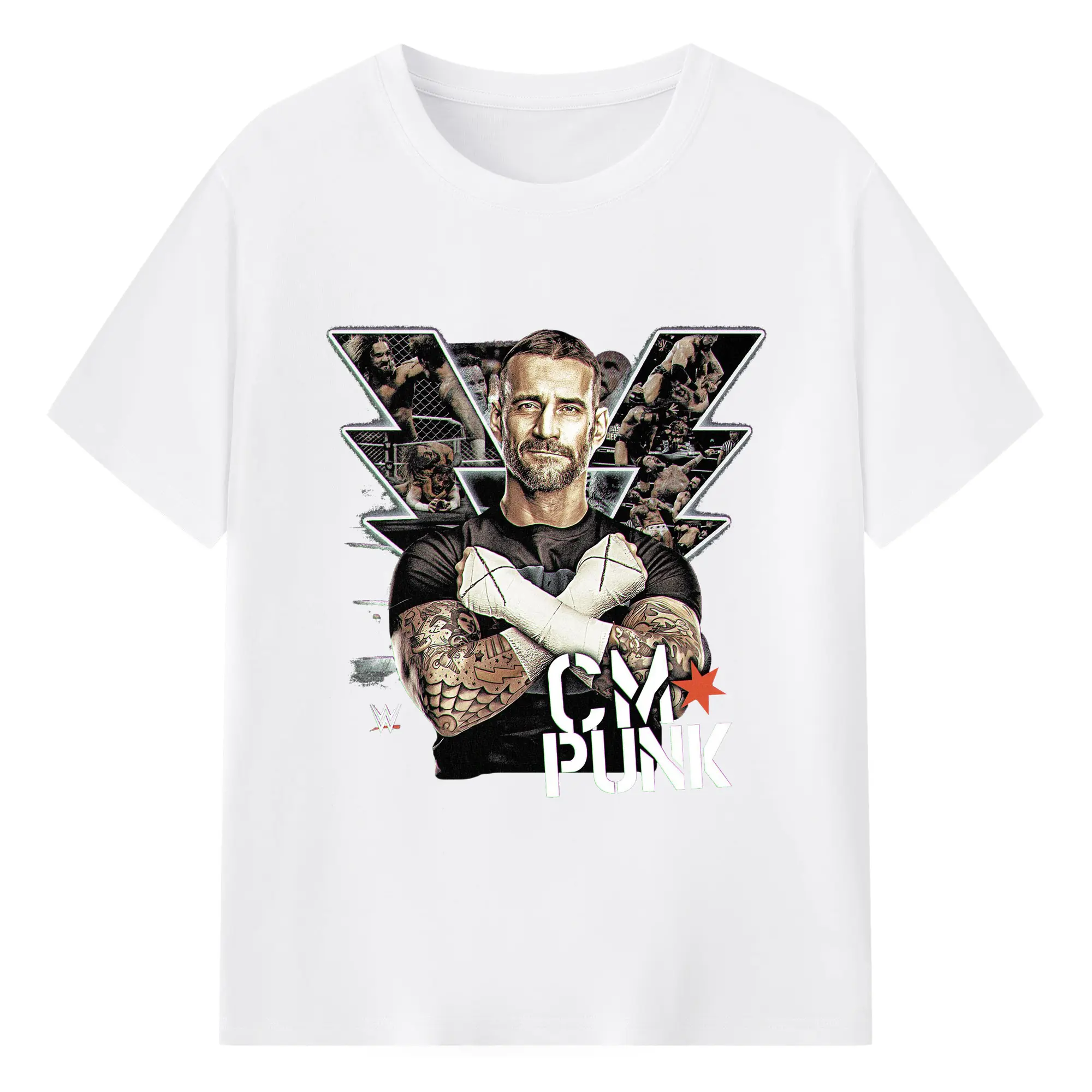 CM Punk WWE Wrestling Legend DIY Shirt - 180g Cotton T-Shirt With Front Heat Transfer Print – Soft, Lightweight, Fitted Design – Comfortable Casual Wear For Sports & Everyday Use