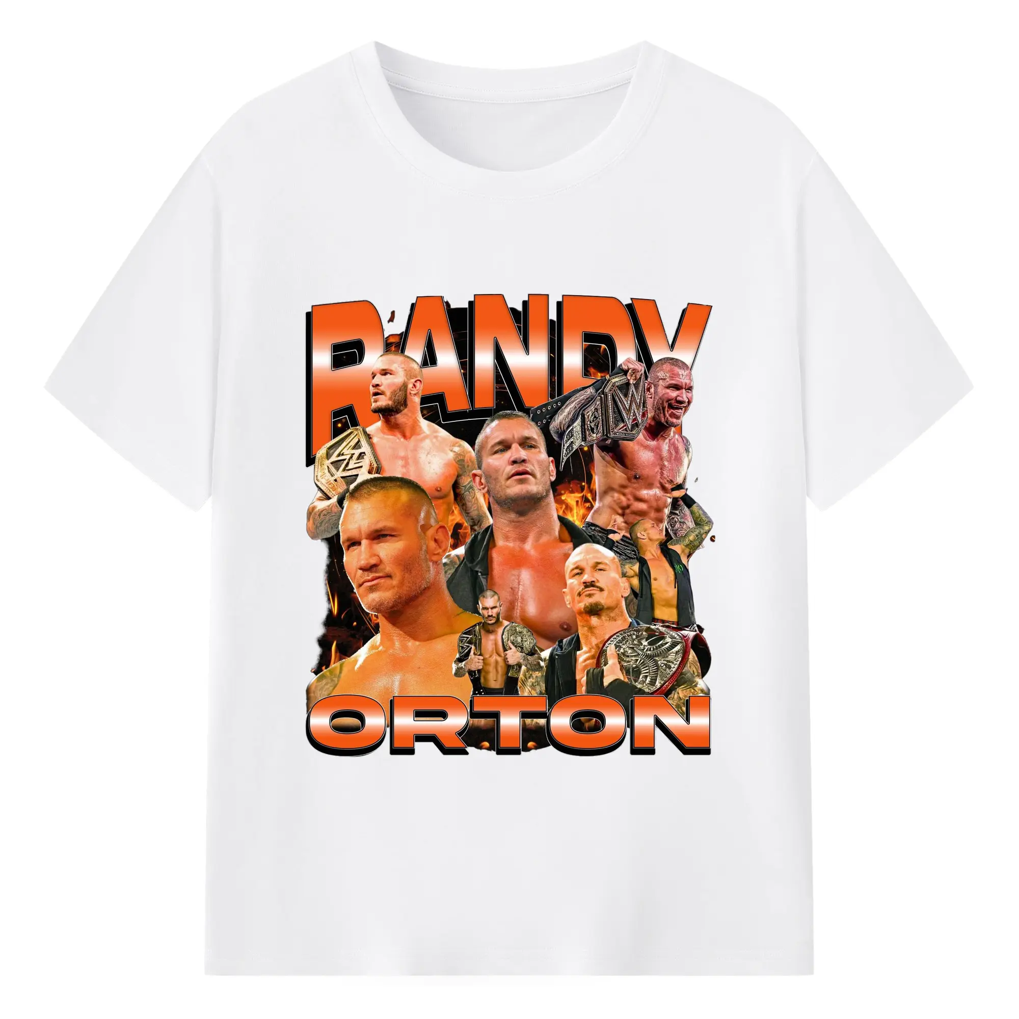 Randy Orton WWE Legend Collage DIY Shirt - 180g Cotton T-Shirt With Front Heat Transfer Print – Soft, Lightweight, Fitted Design – Comfortable Casual Wear For Sports & Everyday Use