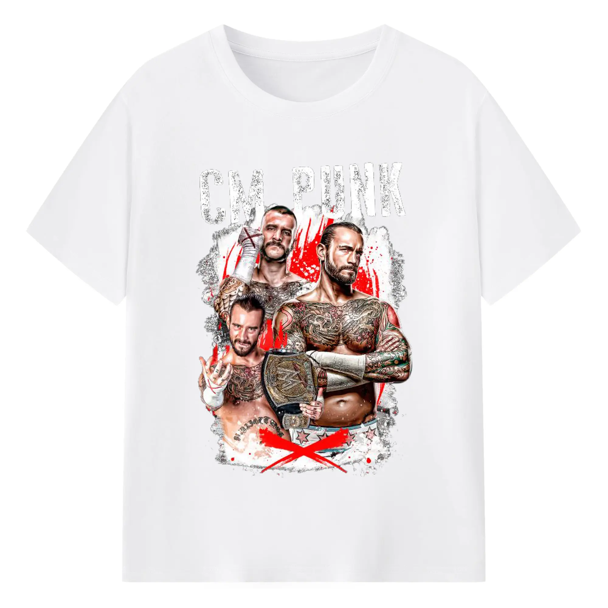 CM Punk WWE Hardcore Wrestling Legend DIY Shirt - 180g Cotton T-Shirt With Front Heat Transfer Print – Soft, Lightweight, Fitted Design – Comfortable Casual Wear For Sports & Everyday Use