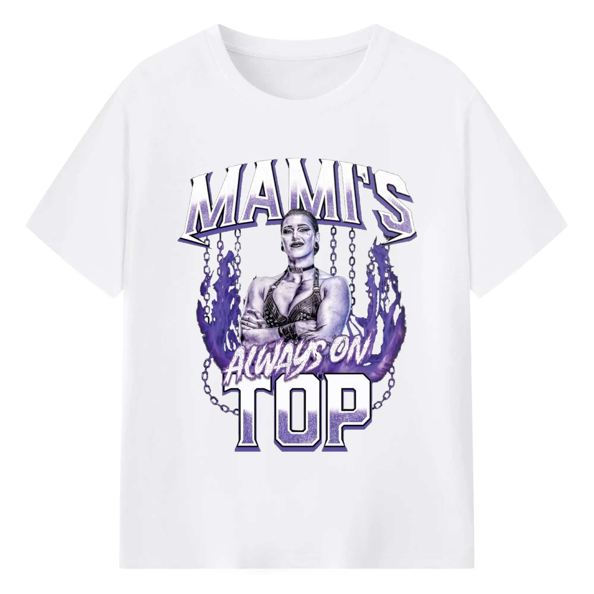 “WWE Mami's Always On Top Hardcore Style” DIY Shirt - 180g Cotton T-Shirt With Front Heat Transfer Print – Soft, Lightweight, Fitted Design – Comfortable Casual Wear For Sports & Everyday Use