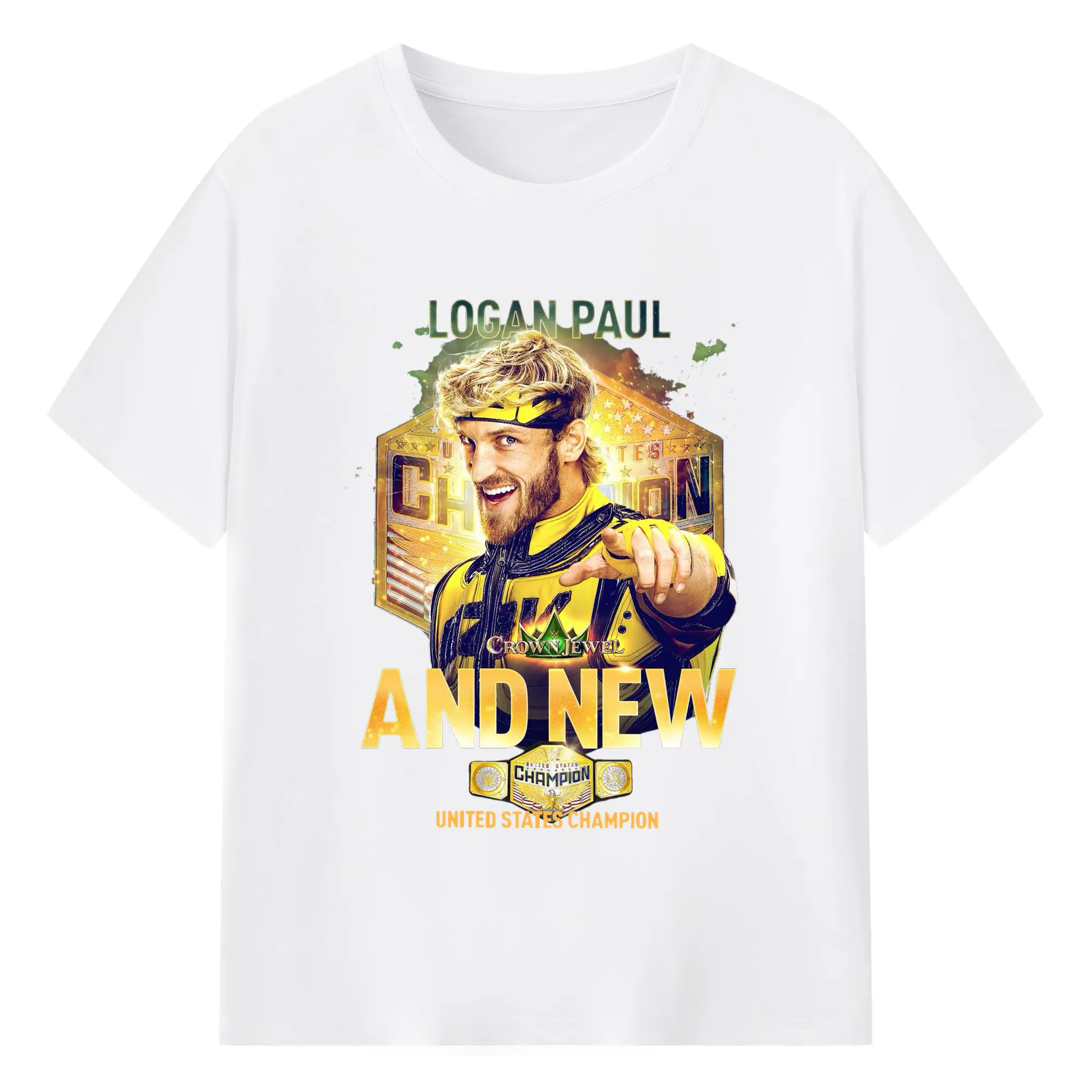 Logan Paul WWE United States Champion DIY Shirt - 180g Cotton T-Shirt With Front Heat Transfer Print – Soft, Lightweight, Fitted Design – Comfortable Casual Wear For Sports & Everyday Use