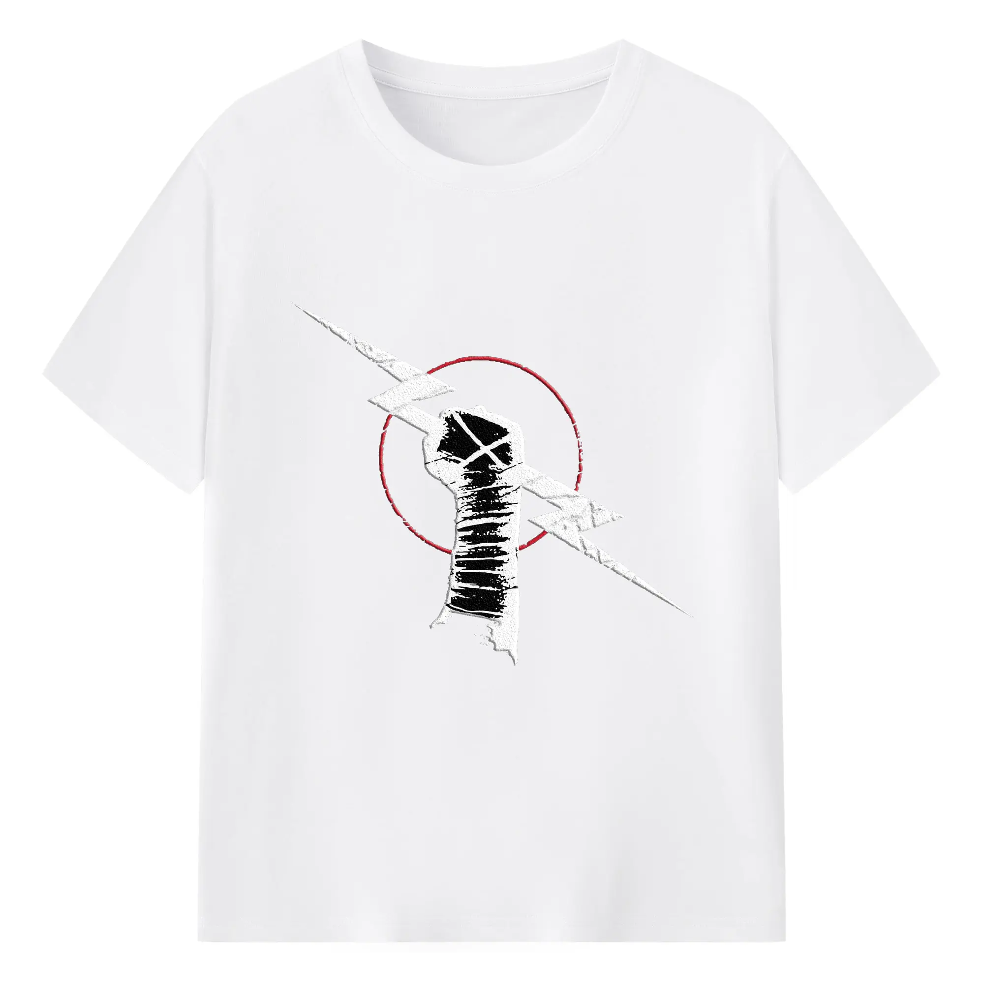 CM Punk Hardcore Fist & Lightning Rebellious DIY Shirt - 180g Cotton T-Shirt With Front Heat Transfer Print – Soft, Lightweight, Fitted Design – Comfortable Casual Wear For Sports & Everyday Use