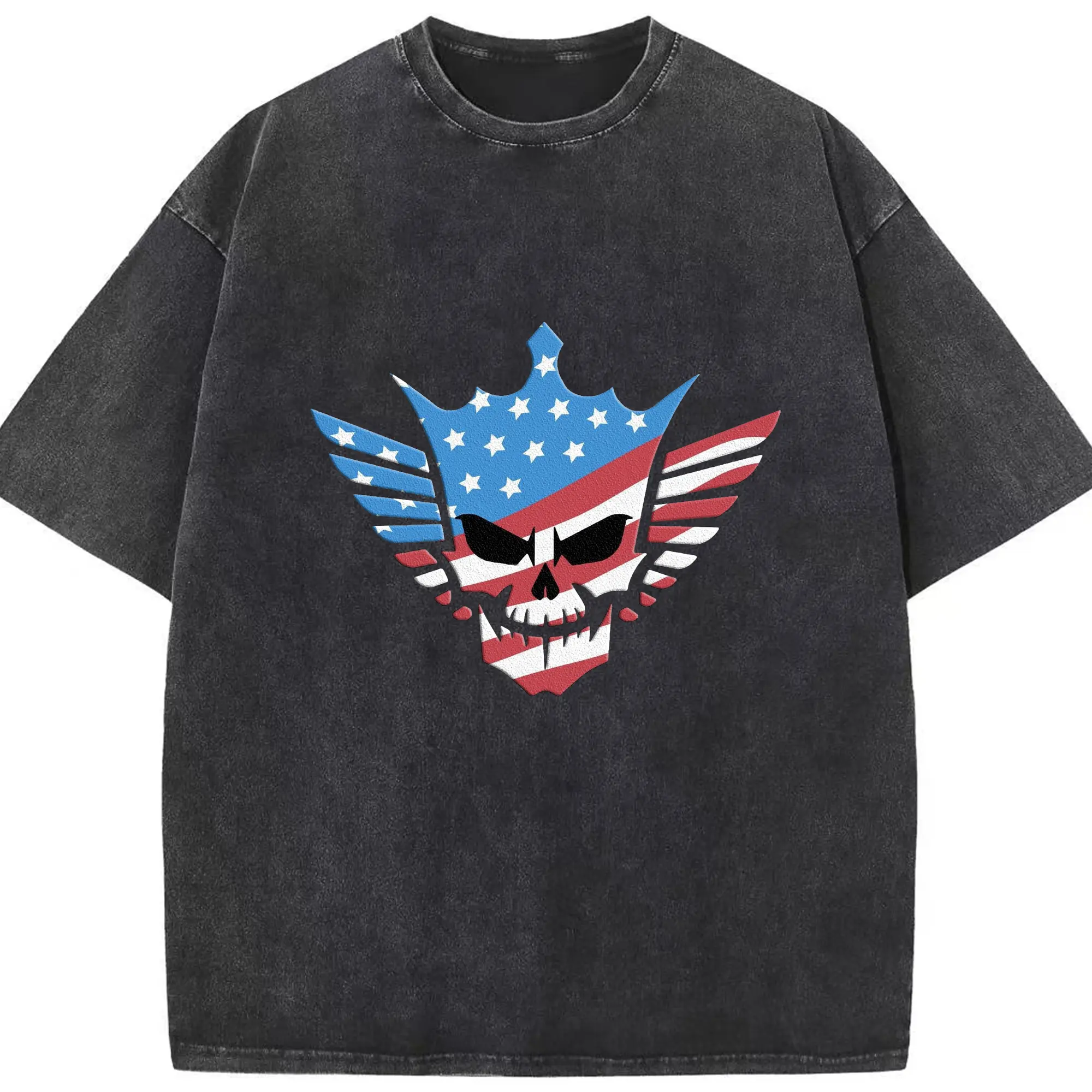 Cody Rhodes “USA Flag Skull Wings” Logo Shirt - Washed Vintage Look 230g Cotton Oversized T-Shirt With Front Heat Transfer Print – Soft, Lightweight, Stylish Fit – Comfortable Casual Wear For Sports & Everyday Use