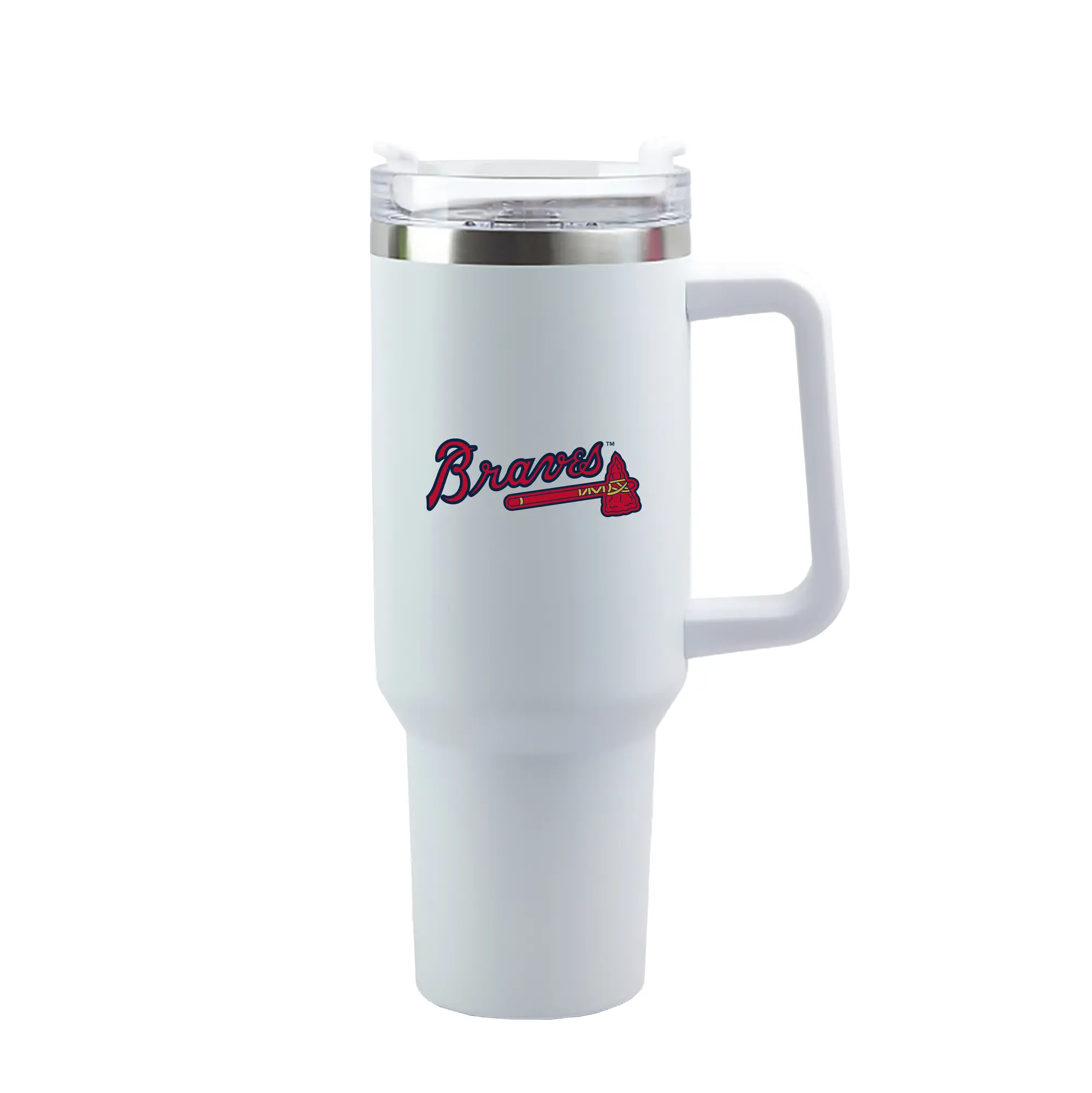 Atlanta Braves Team Logo - 40oz Handle Car Tumbler – Durable Stainless Steel Travel Mug With UV Print – Double Wall Insulated, Fits Most Car Cup Holders