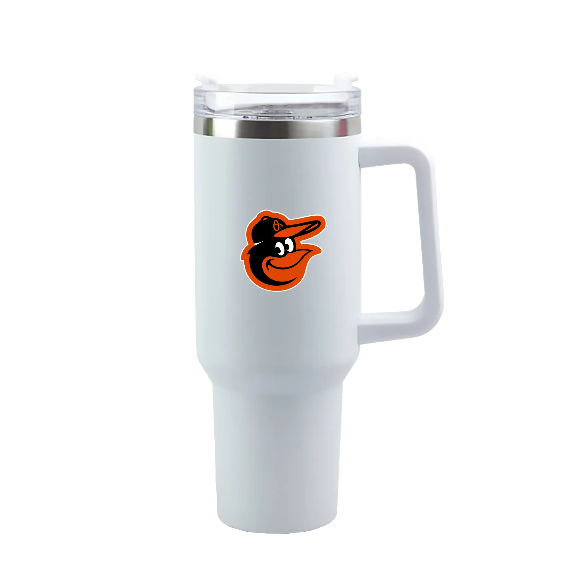 Baltimore Orioles Team Logo - 40oz Handle Car Tumbler – Durable Stainless Steel Travel Mug With UV Print – Double Wall Insulated, Fits Most Car Cup Holders