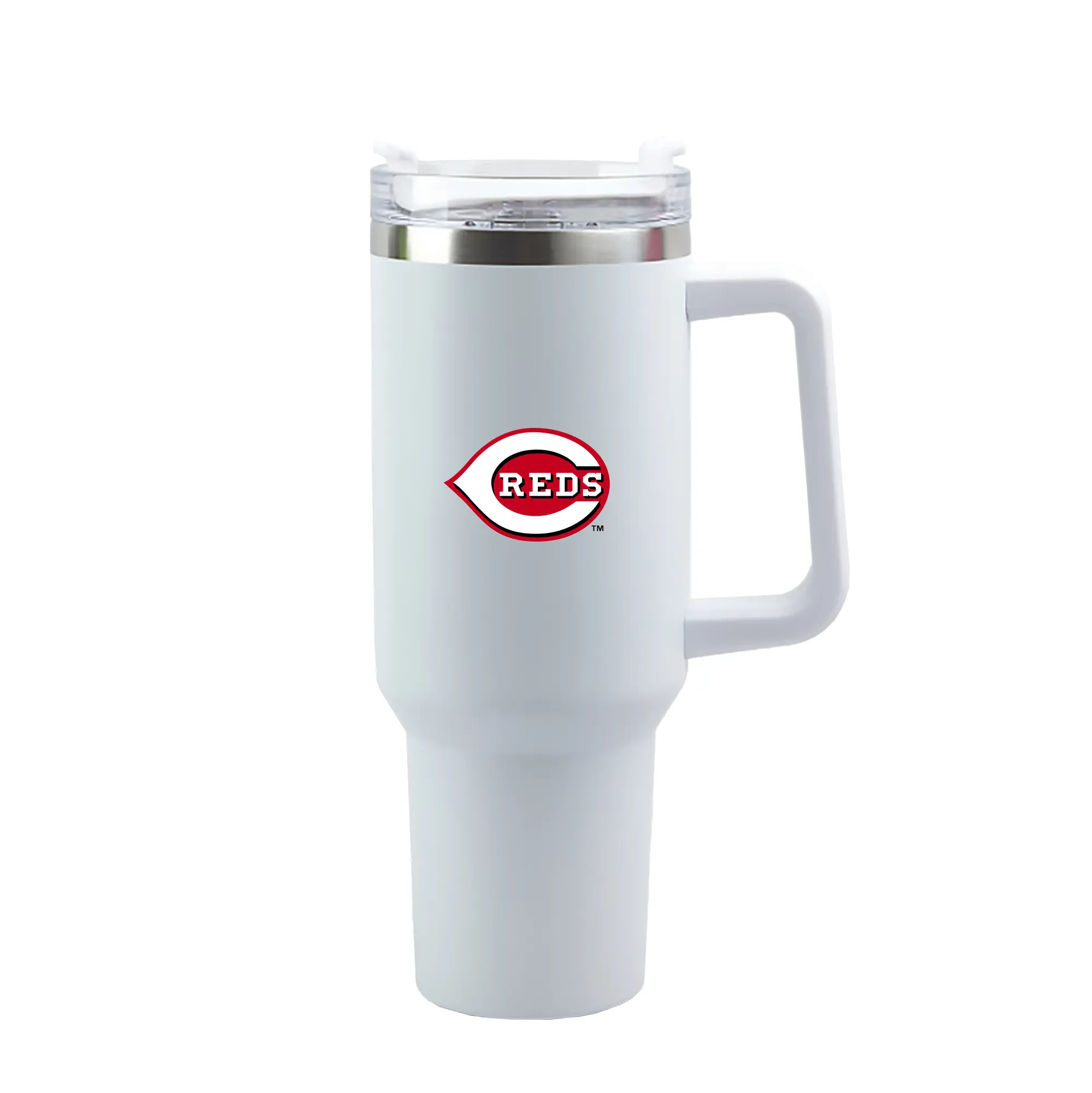 Cincinnati Reds Team Logo - 40oz Handle Car Tumbler – Durable Stainless Steel Travel Mug With UV Print – Double Wall Insulated, Fits Most Car Cup Holders