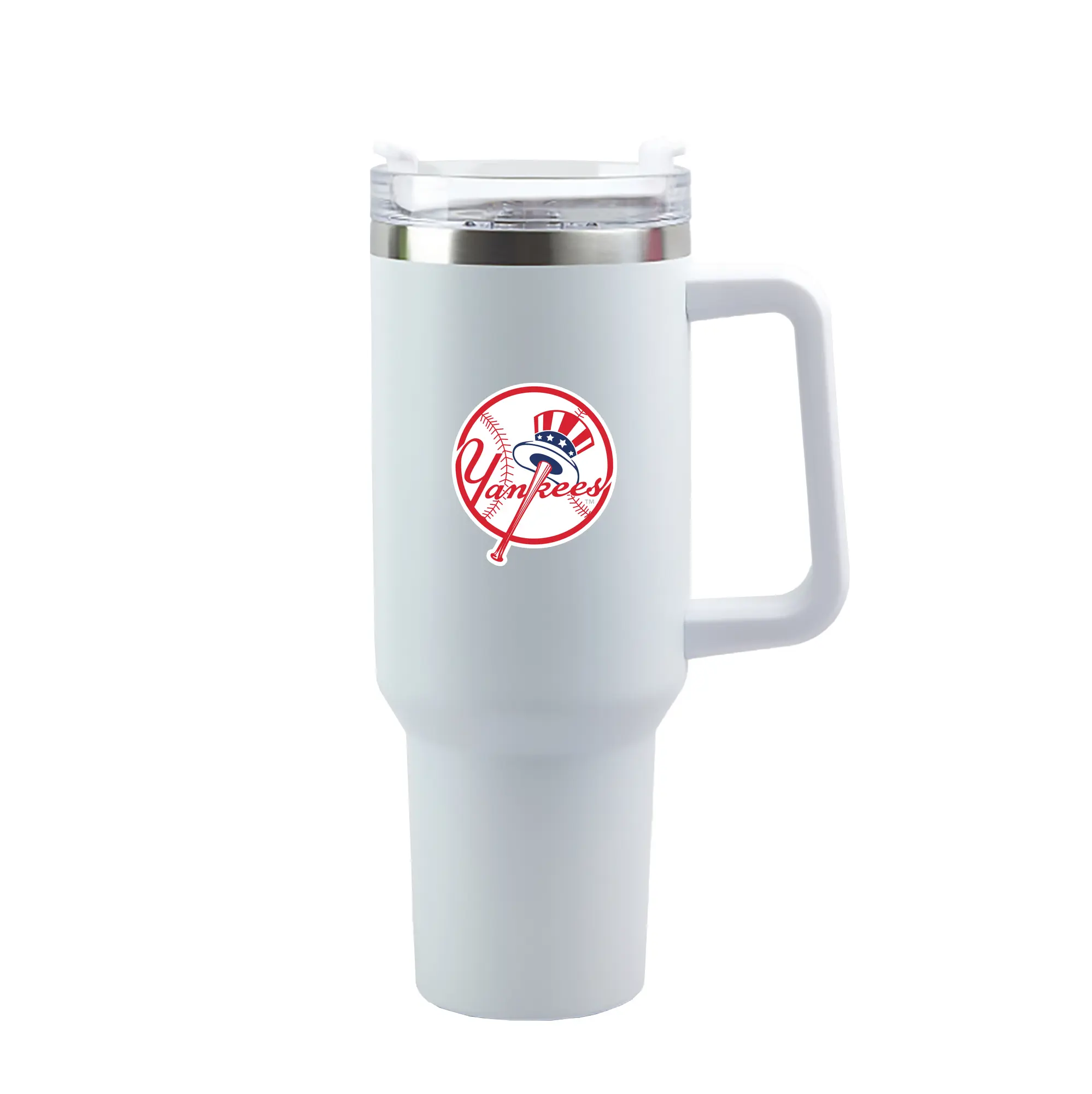 New York Yankees Team Logo - 40oz Handle Car Tumbler – Durable Stainless Steel Travel Mug With UV Print – Double Wall Insulated, Fits Most Car Cup Holders