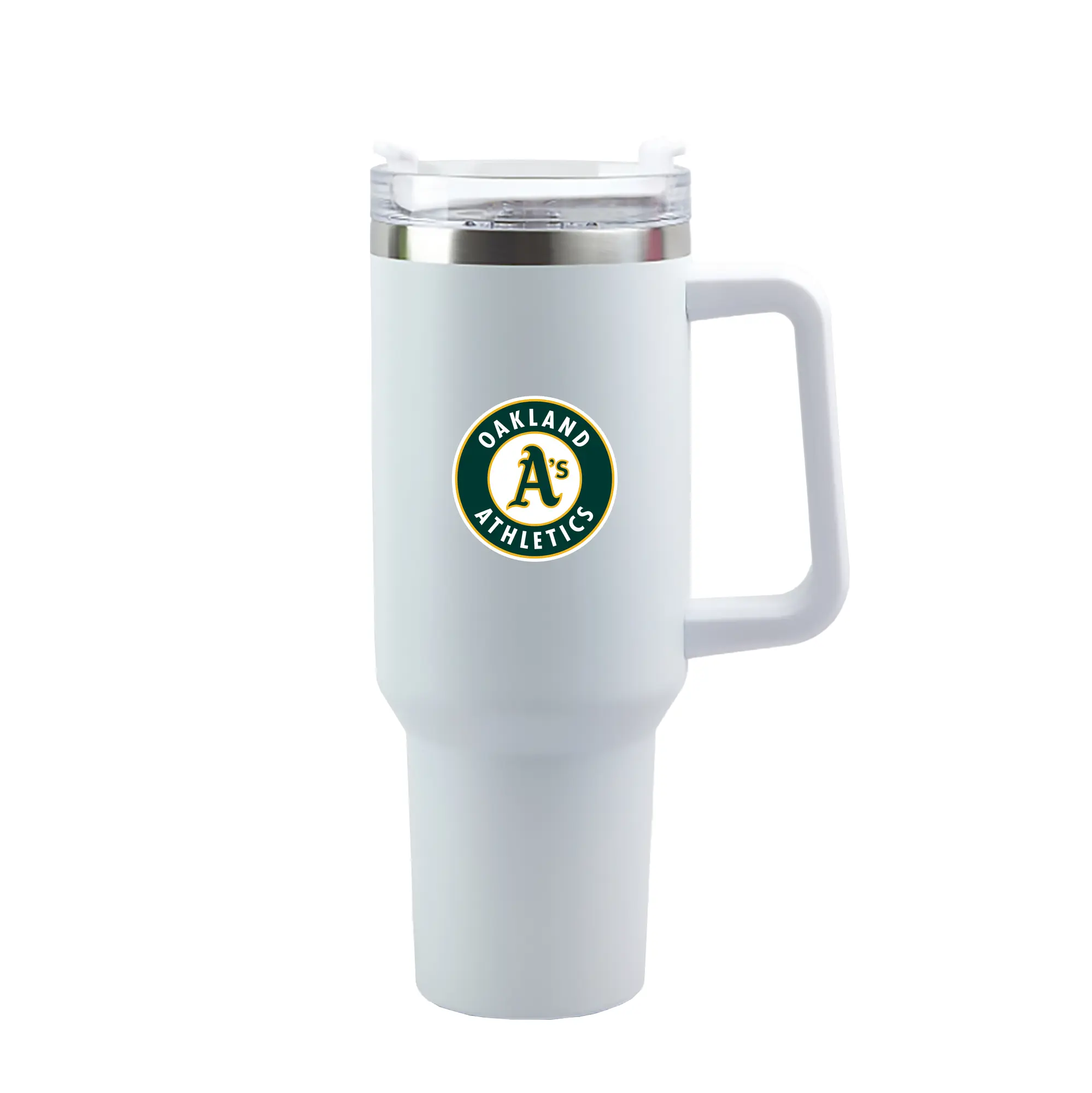 Oakland Athletics Team Logo - 40oz Handle Car Tumbler – Durable Stainless Steel Travel Mug With UV Print – Double Wall Insulated, Fits Most Car Cup Holders