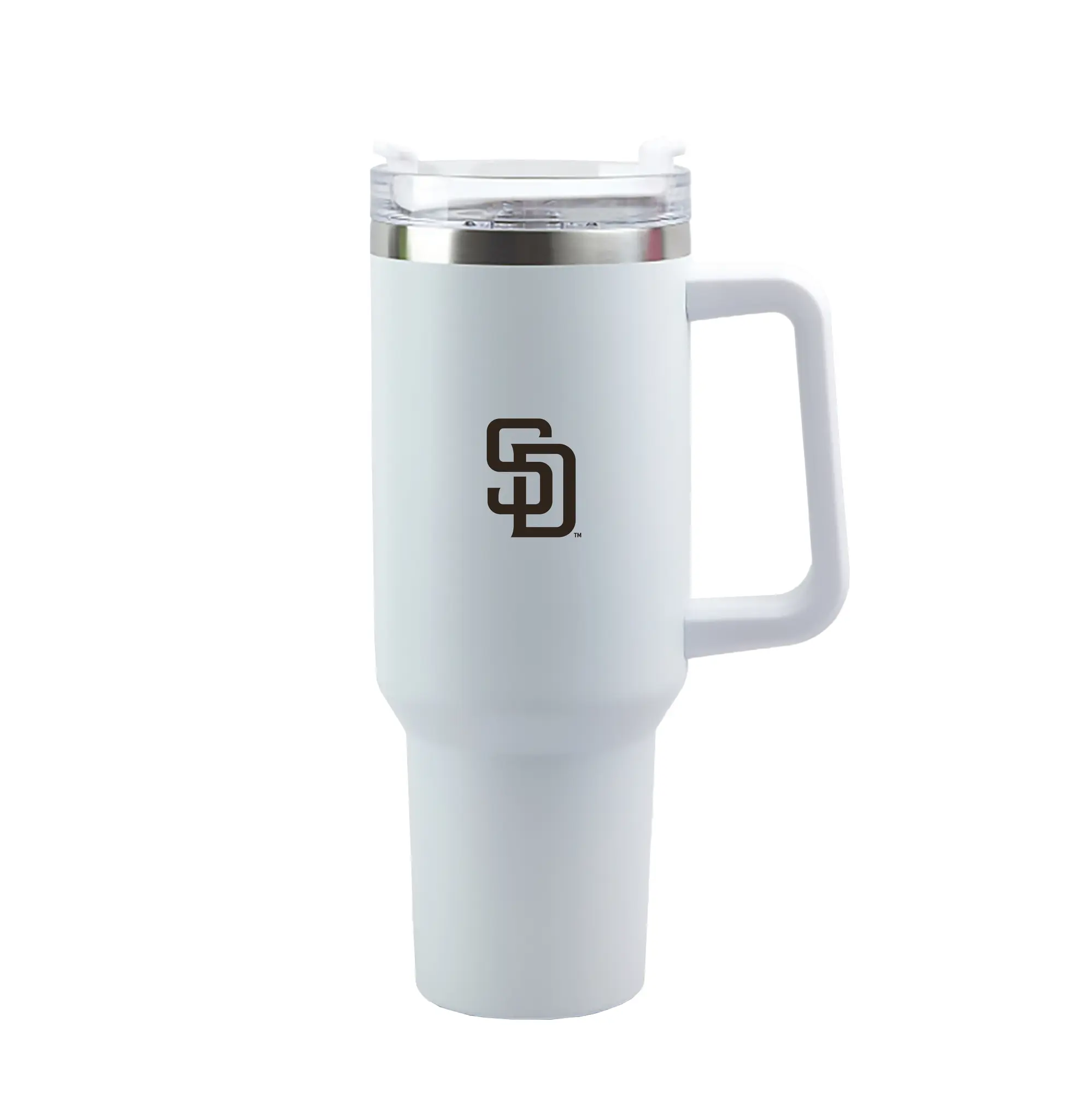 San Diego Padres Team Logo - 40oz Handle Car Tumbler – Durable Stainless Steel Travel Mug With UV Print – Double Wall Insulated, Fits Most Car Cup Holders
