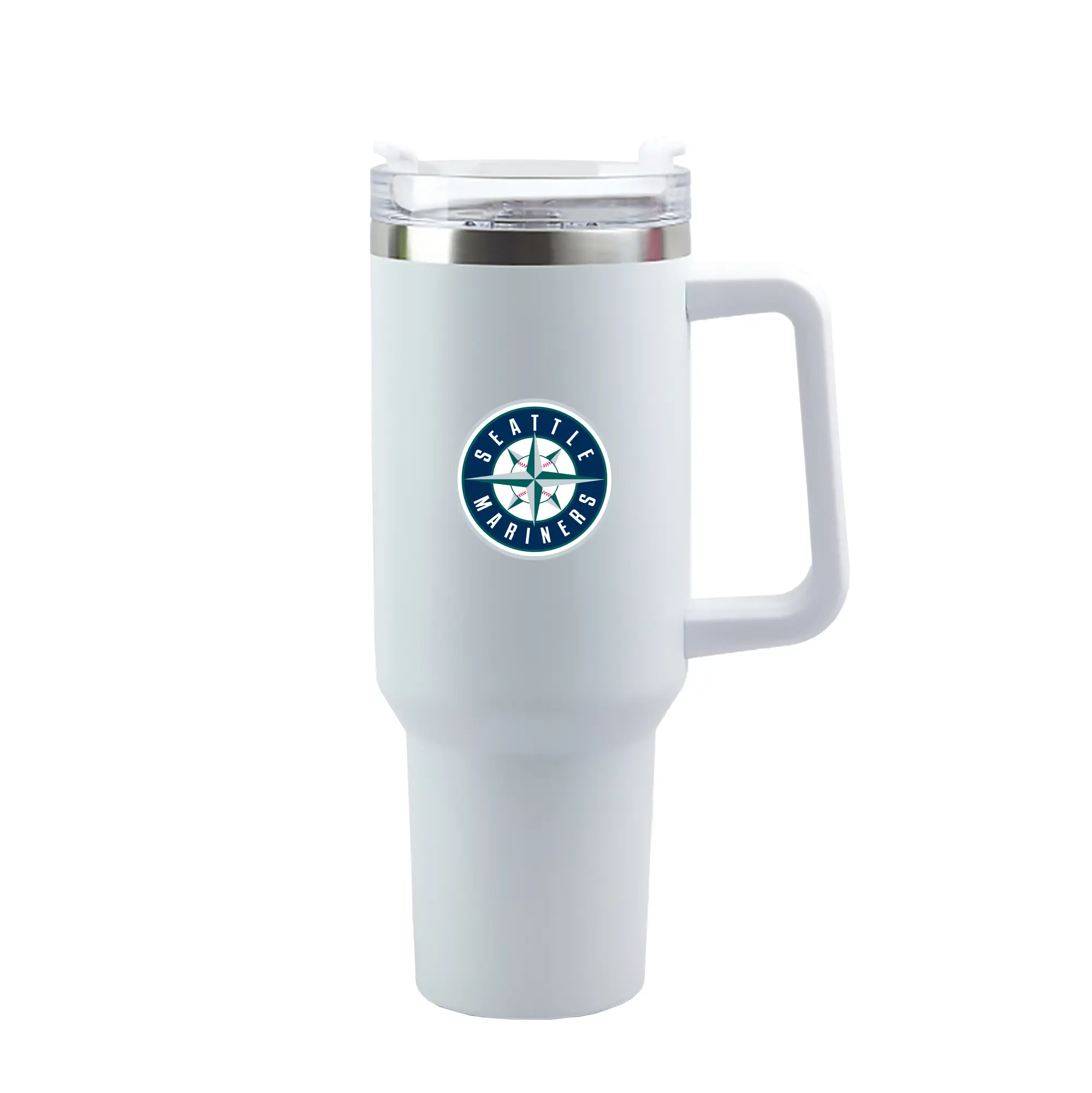 Seattle Mariners Team Logo - 40oz Handle Car Tumbler – Durable Stainless Steel Travel Mug With UV Print – Double Wall Insulated, Fits Most Car Cup Holders
