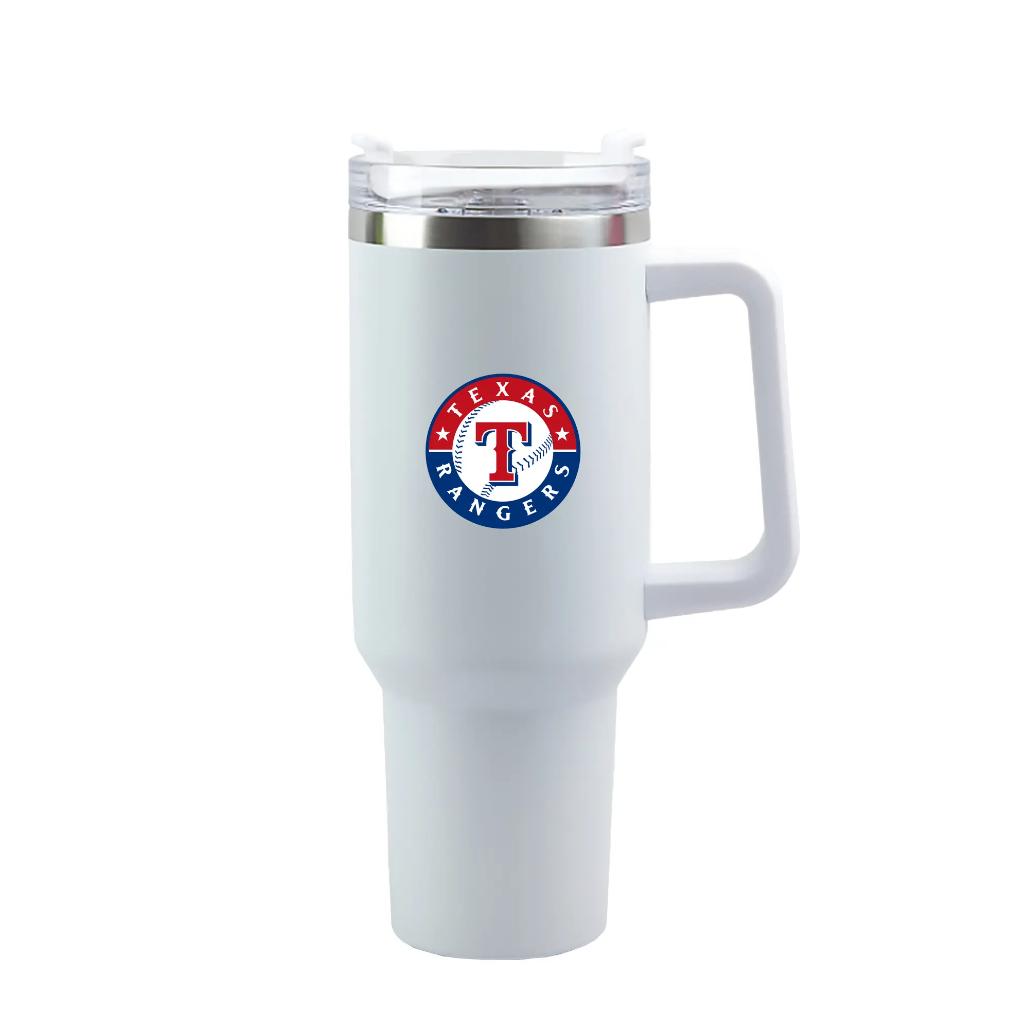 Texas Rangers Team Logo - 40oz Handle Car Tumbler – Durable Stainless Steel Travel Mug With UV Print – Double Wall Insulated, Fits Most Car Cup Holders