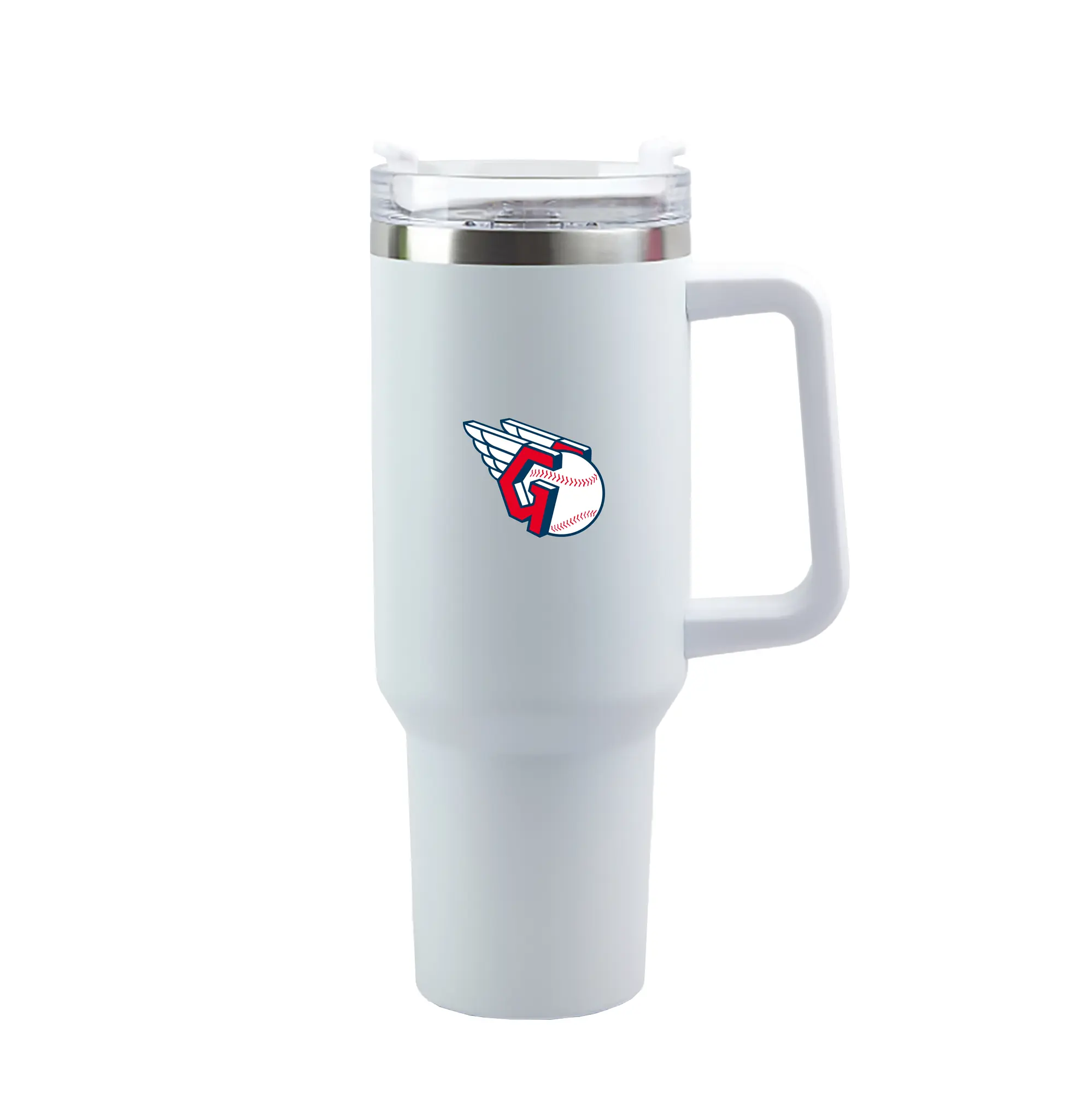 Cleveland Guardians Team Logo - 40oz Handle Car Tumbler – Durable Stainless Steel Travel Mug With UV Print – Double Wall Insulated, Fits Most Car Cup Holders