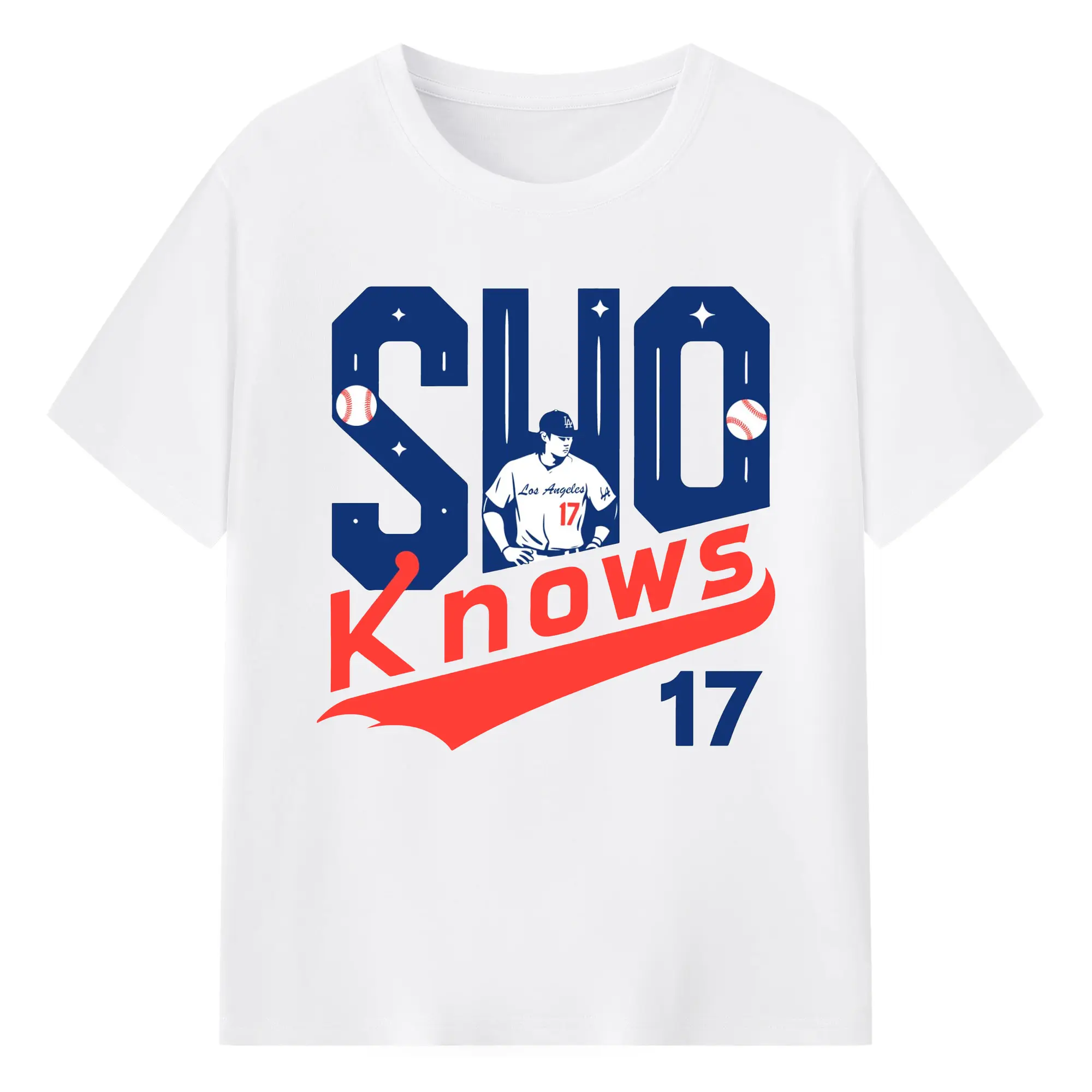 Shohei Ohtani “SUO KNOWS” Los Angeles Dodgers DIY Shirt - 180g Cotton T-Shirt With Front Heat Transfer Print – Soft, Lightweight, Fitted Design – Comfortable Casual Wear For Sports & Everyday Use