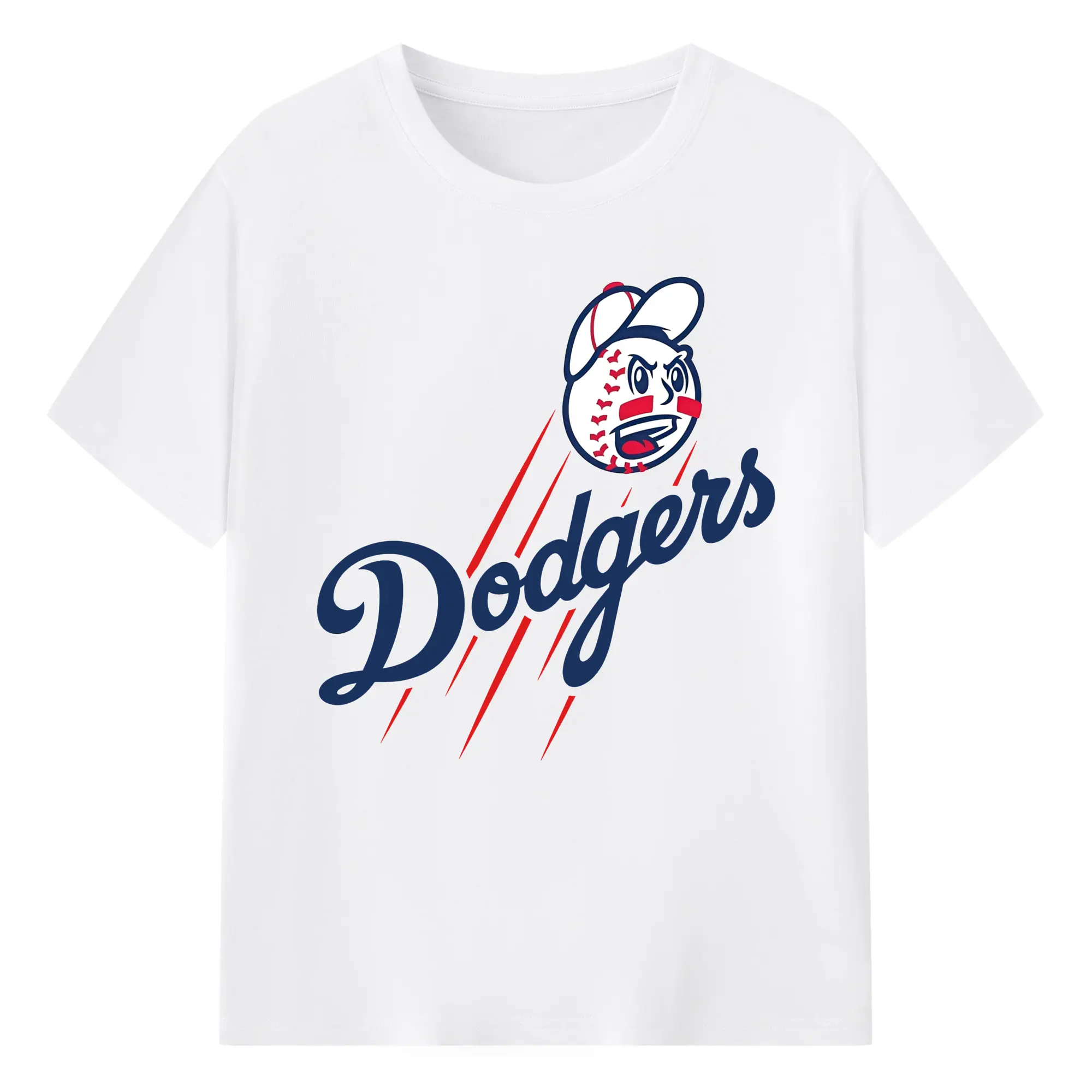 Los Angeles Dodgers Cartoon Baseball DIY Shirt - 180g Cotton T-Shirt With Front Heat Transfer Print – Soft, Lightweight, Fitted Design – Comfortable Casual Wear For Sports & Everyday Use