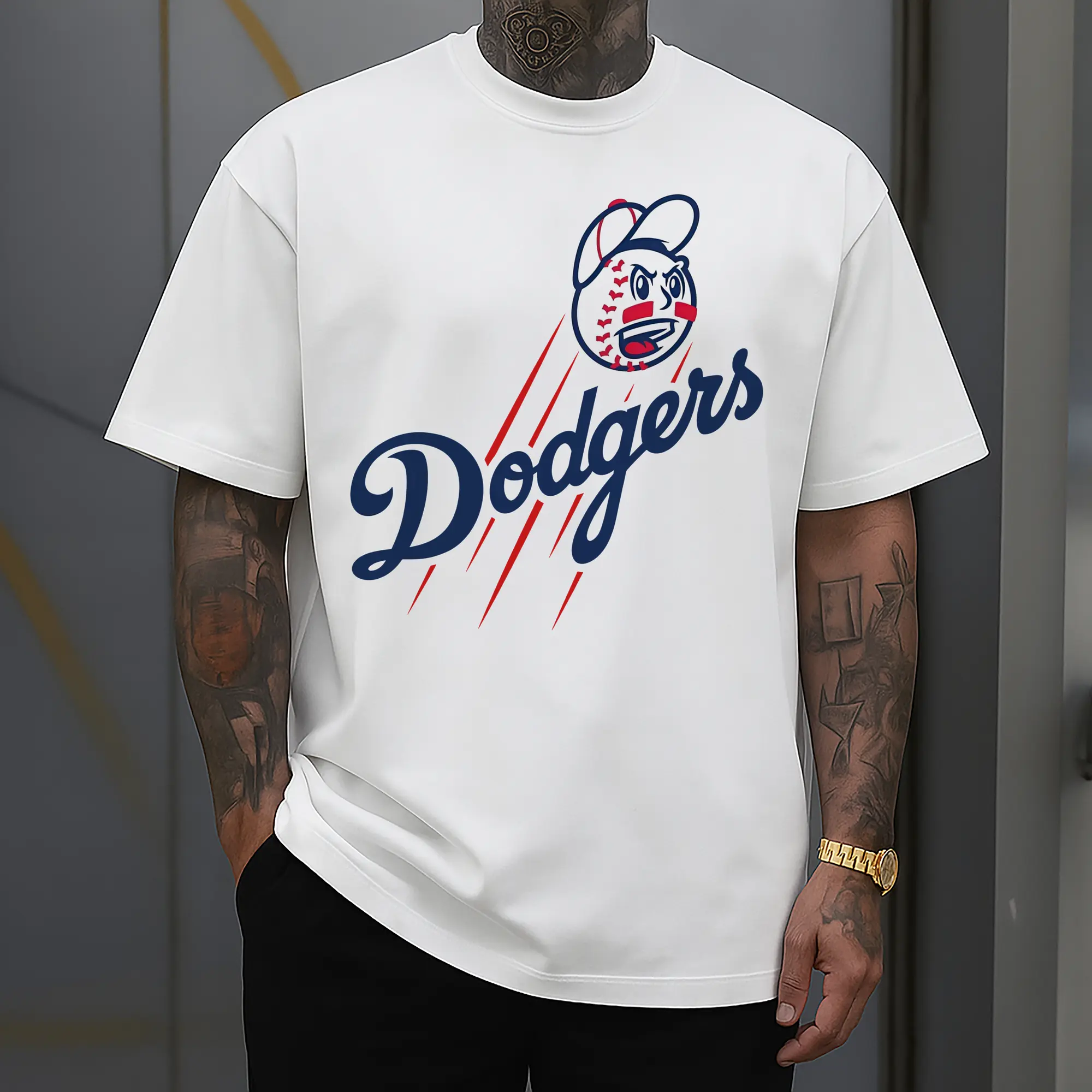 Los Angeles Dodgers Cartoon Baseball DIY Shirt
