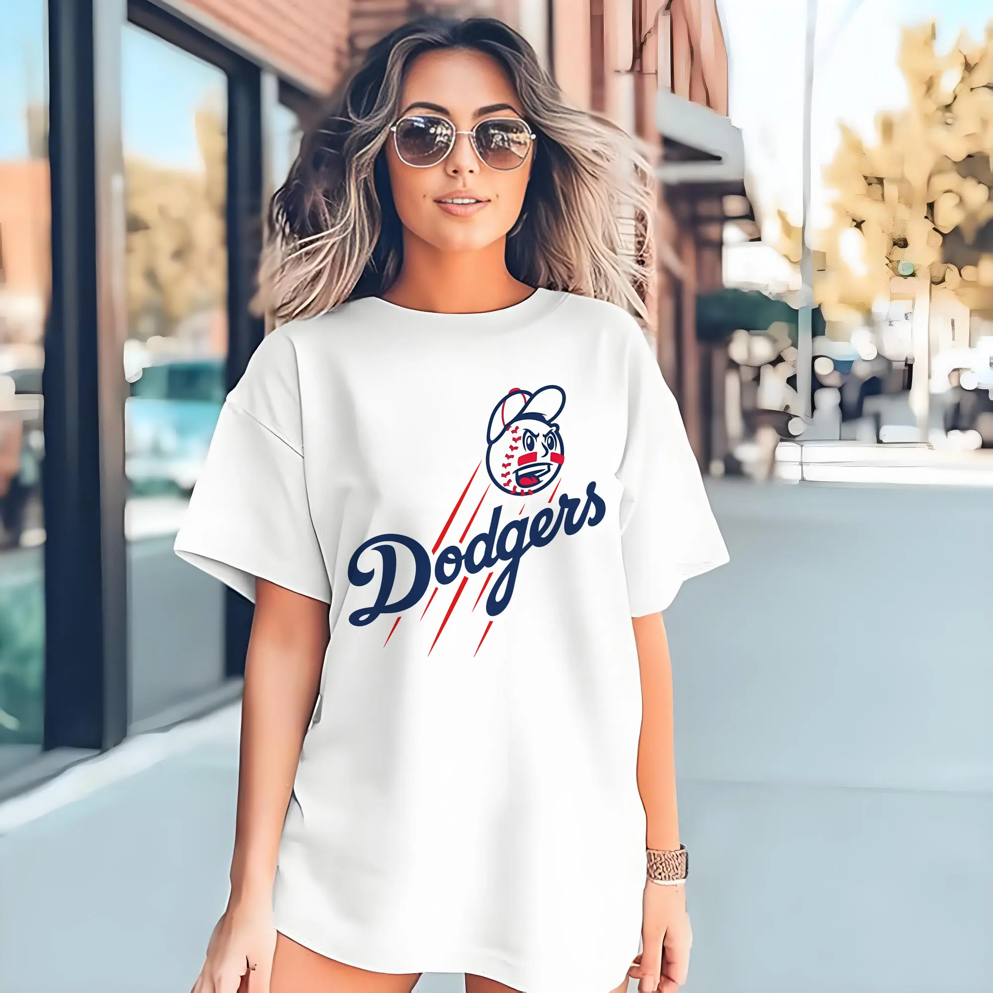 Los Angeles Dodgers Cartoon Baseball DIY Shirt