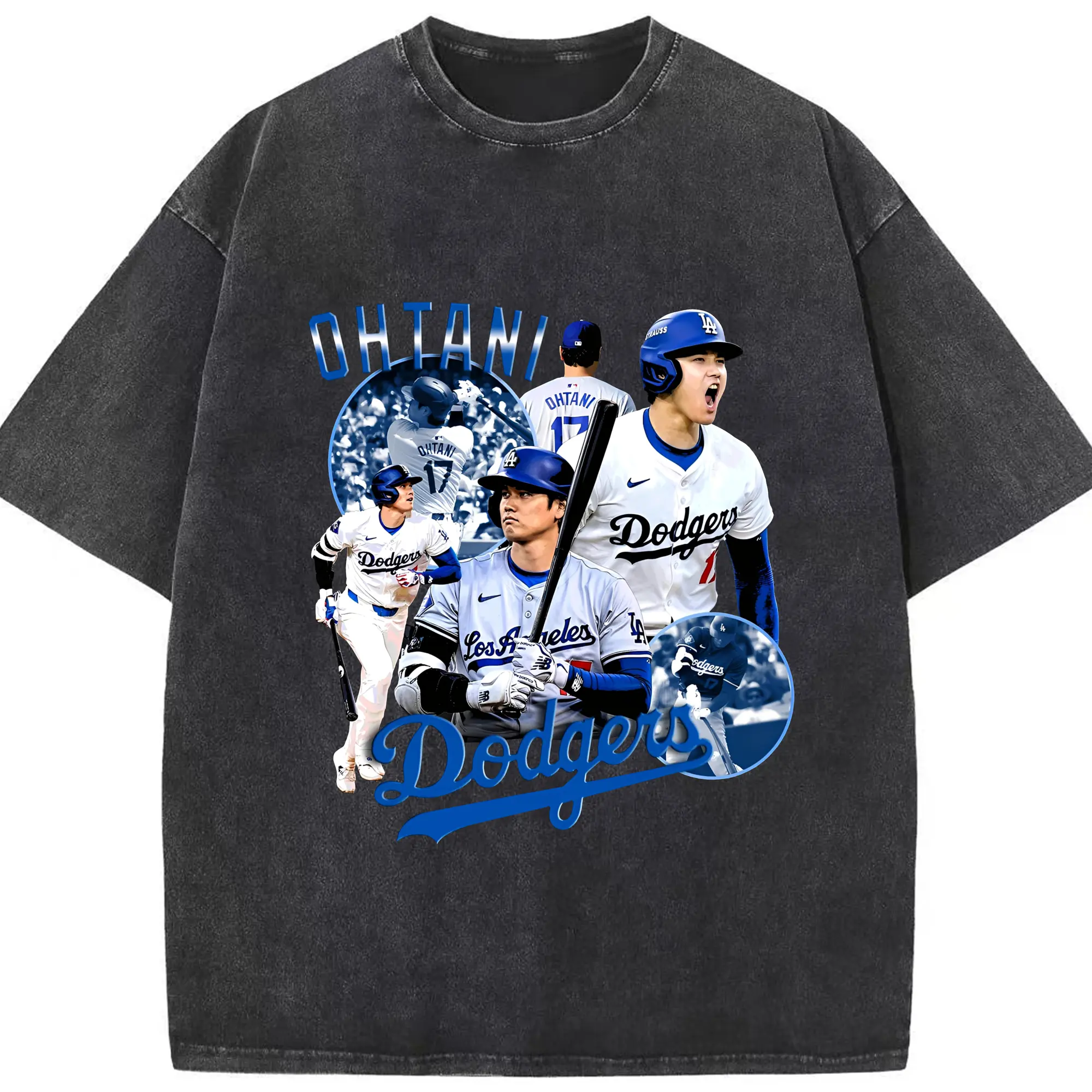 “Shohei Ohtani Dodgers MLB” Baseball Star DIY Shirt - Washed Vintage Look 230g Cotton Oversized T-Shirt With Front Heat Transfer Print – Soft, Lightweight, Stylish Fit – Comfortable Casual Wear For Sports & Everyday Use