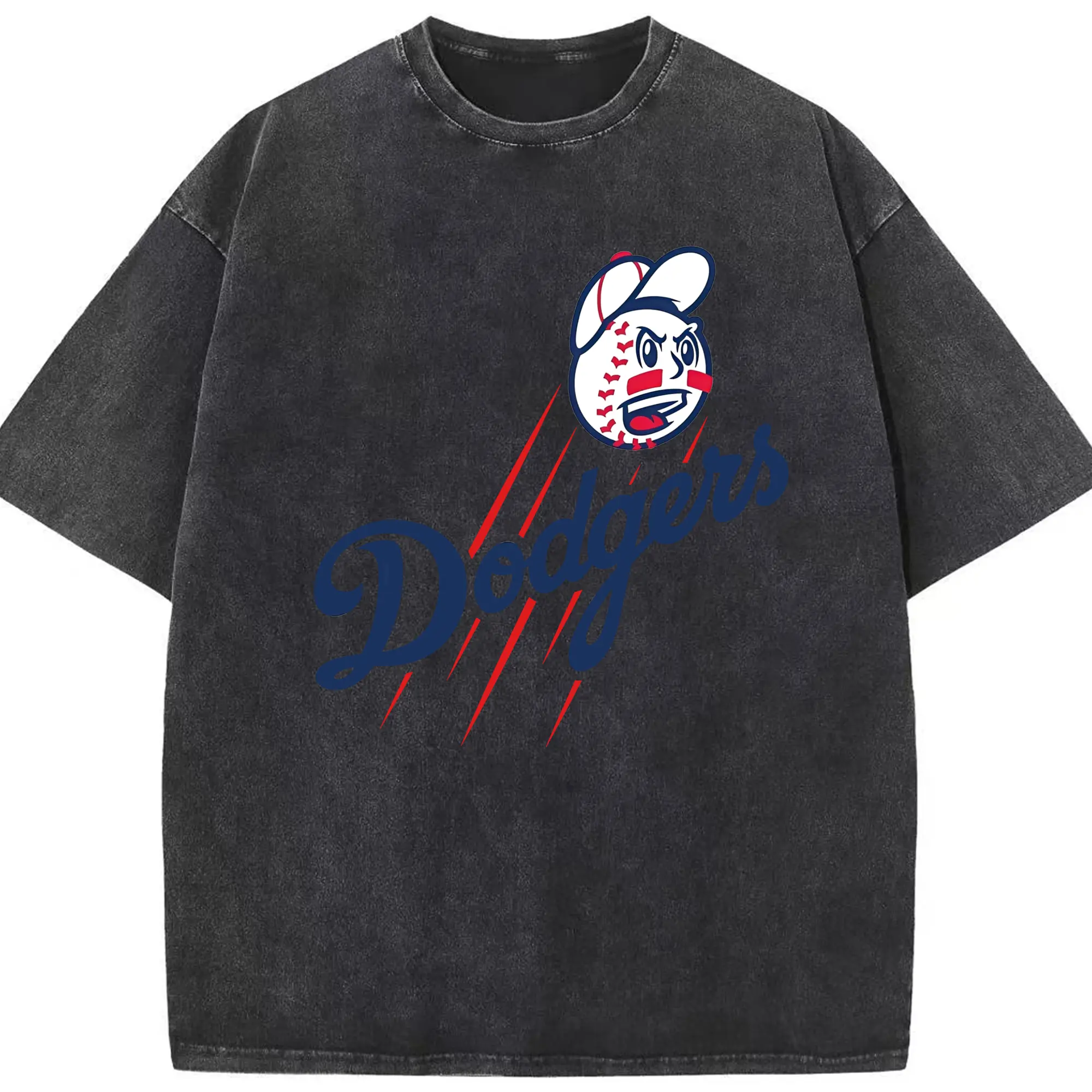 Los Angeles Dodgers Cartoon Baseball DIY Shirt - Washed Vintage Look 230g Cotton Oversized T-Shirt With Front Heat Transfer Print – Soft, Lightweight, Stylish Fit – Comfortable Casual Wear For Sports & Everyday Use