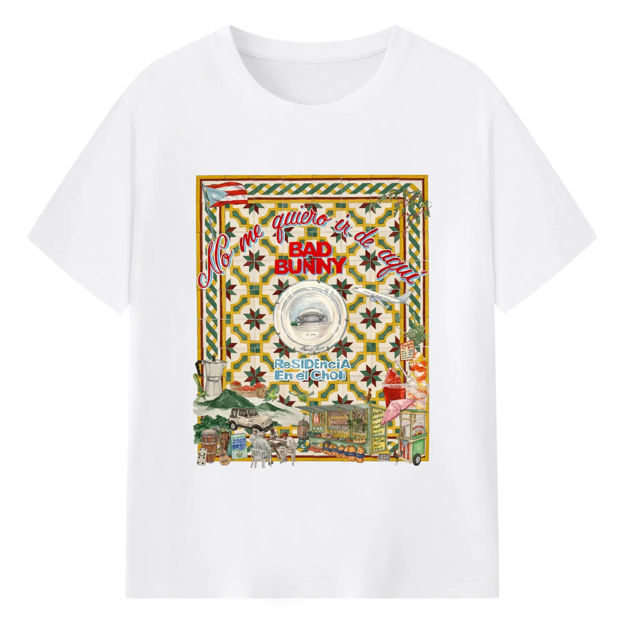 “Bad Bunny No Me Quiero Ir de Aquí” Music DIY Shirt - 180g Cotton T-Shirt With Front Heat Transfer Print – Soft, Lightweight, Fitted Design – Comfortable Casual Wear For Sports & Everyday Use