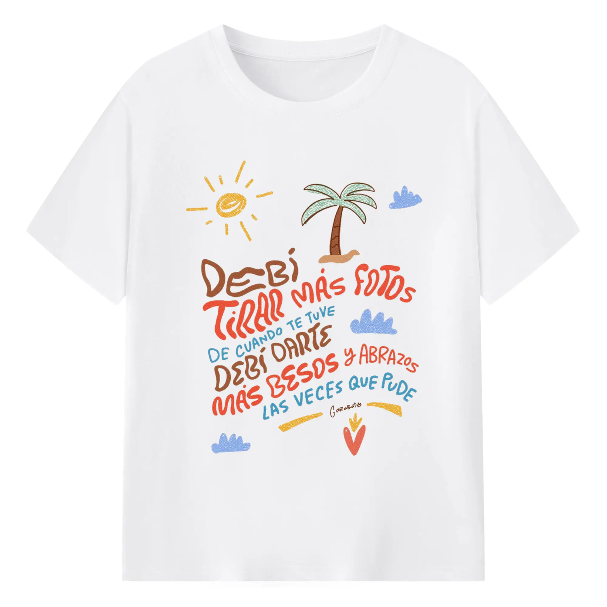Bad Bunny “DEBÍ TIRAR MÁS FOTOS... DEBÍ DARTE MÁS BESOS Y ABRAZOS” Shirt - 180g Cotton T-Shirt With Front Heat Transfer Print – Soft, Lightweight, Fitted Design – Comfortable Casual Wear For Sports & Everyday Use