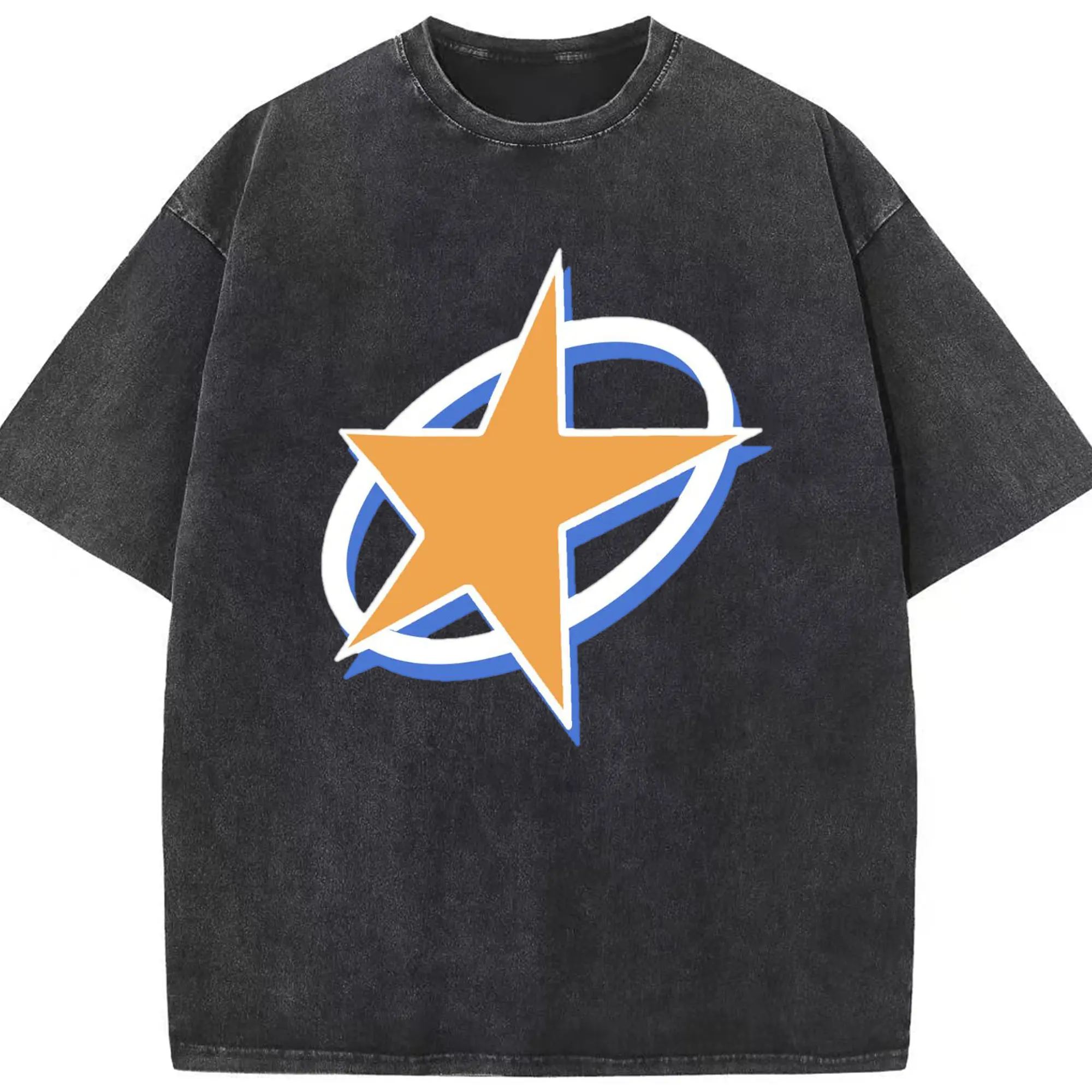 Billie Eilish Orange Star Graphic DIY Shirt - Washed Vintage Look 230g Cotton Oversized T-Shirt With Front Heat Transfer Print – Soft, Lightweight, Stylish Fit – Comfortable Casual Wear For Sports & Everyday Use