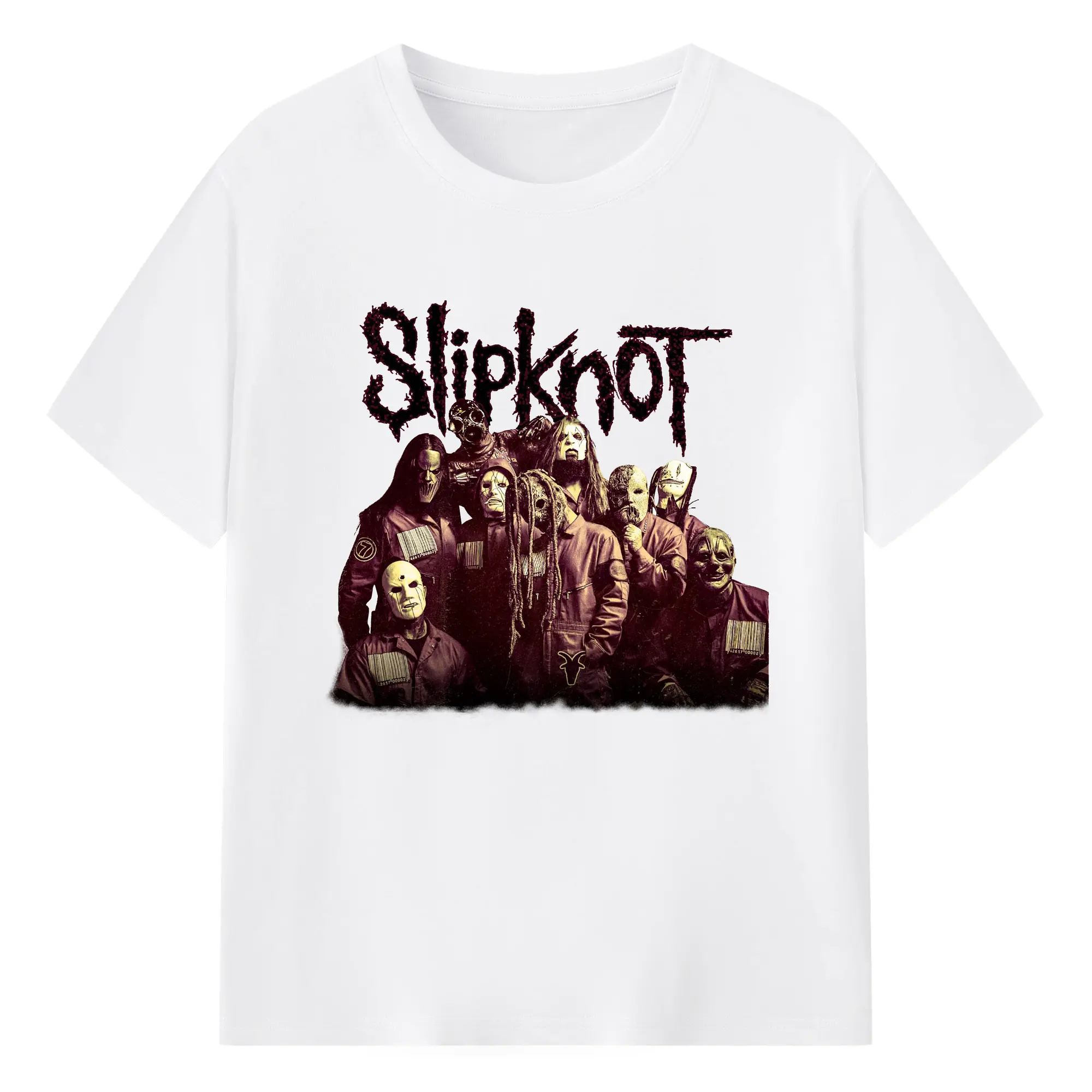 Slipknot All Members Iconic Mask Images Shirt - 180g Cotton T-Shirt With Front Heat Transfer Print – Soft, Lightweight, Fitted Design – Comfortable Casual Wear For Sports & Everyday Use
