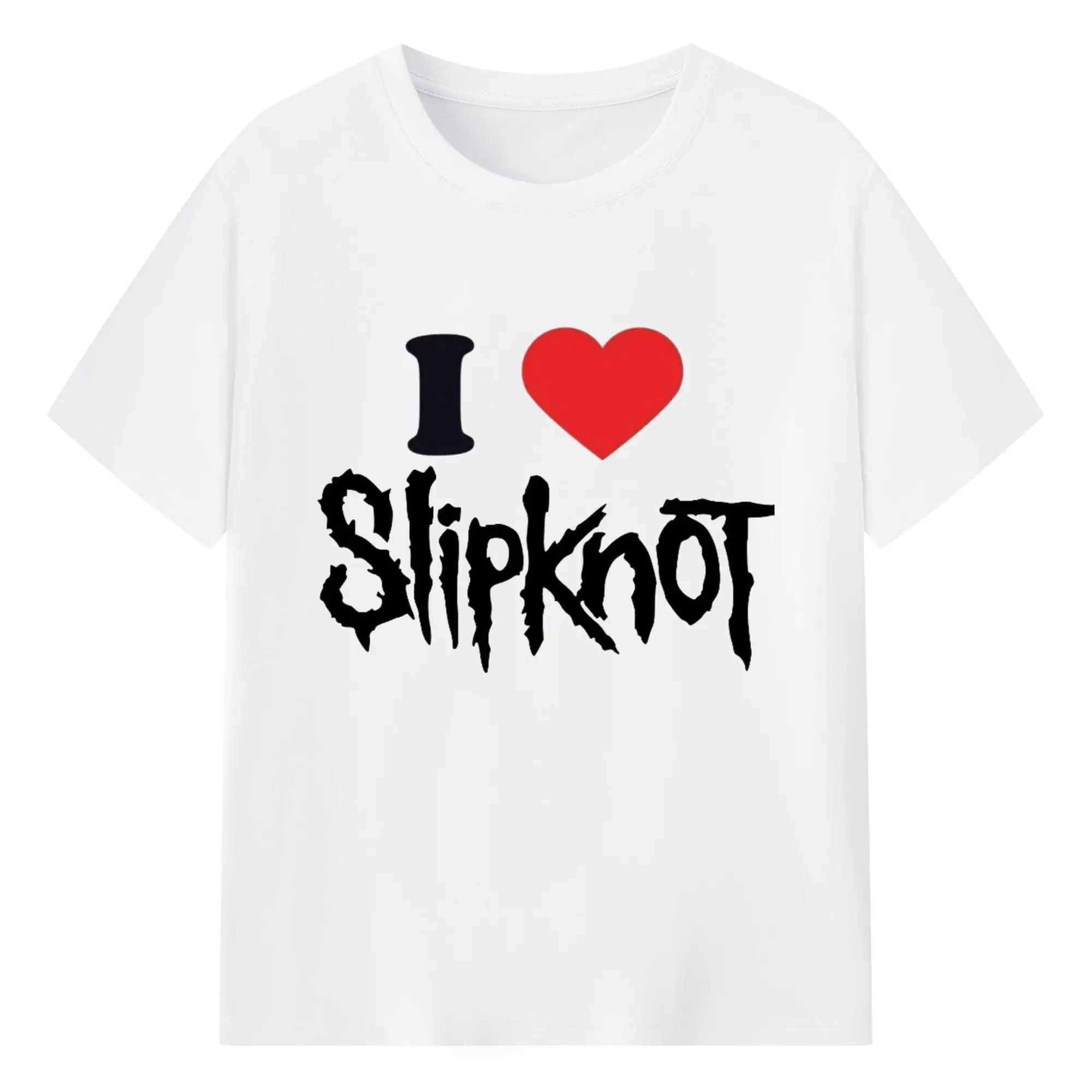 I LOVE Slipknot Slogan DIY Shirt - 180g Cotton T-Shirt With Front Heat Transfer Print – Soft, Lightweight, Fitted Design – Comfortable Casual Wear For Sports & Everyday Use