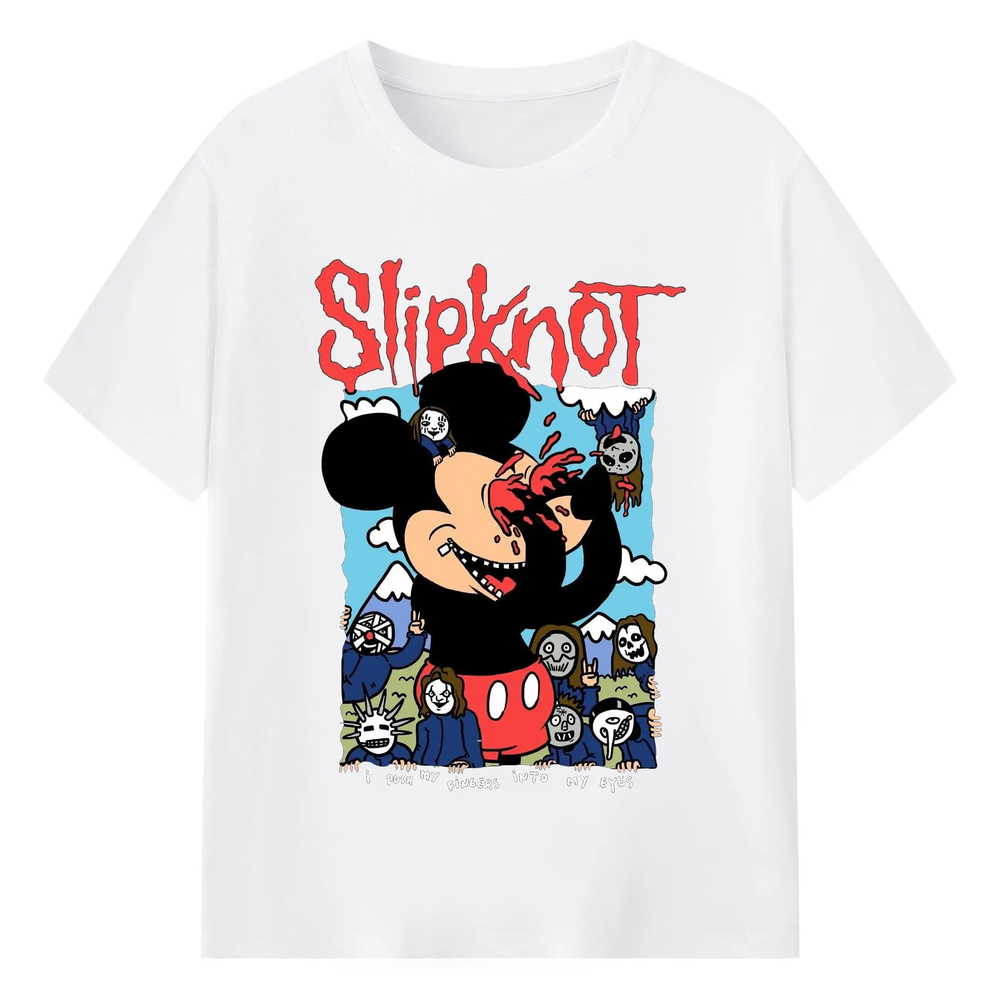 Slipknot Dark Mickey Cartoon DIY Shirt - 180g Cotton T-Shirt With Front Heat Transfer Print – Soft, Lightweight, Fitted Design – Comfortable Casual Wear For Sports & Everyday Use