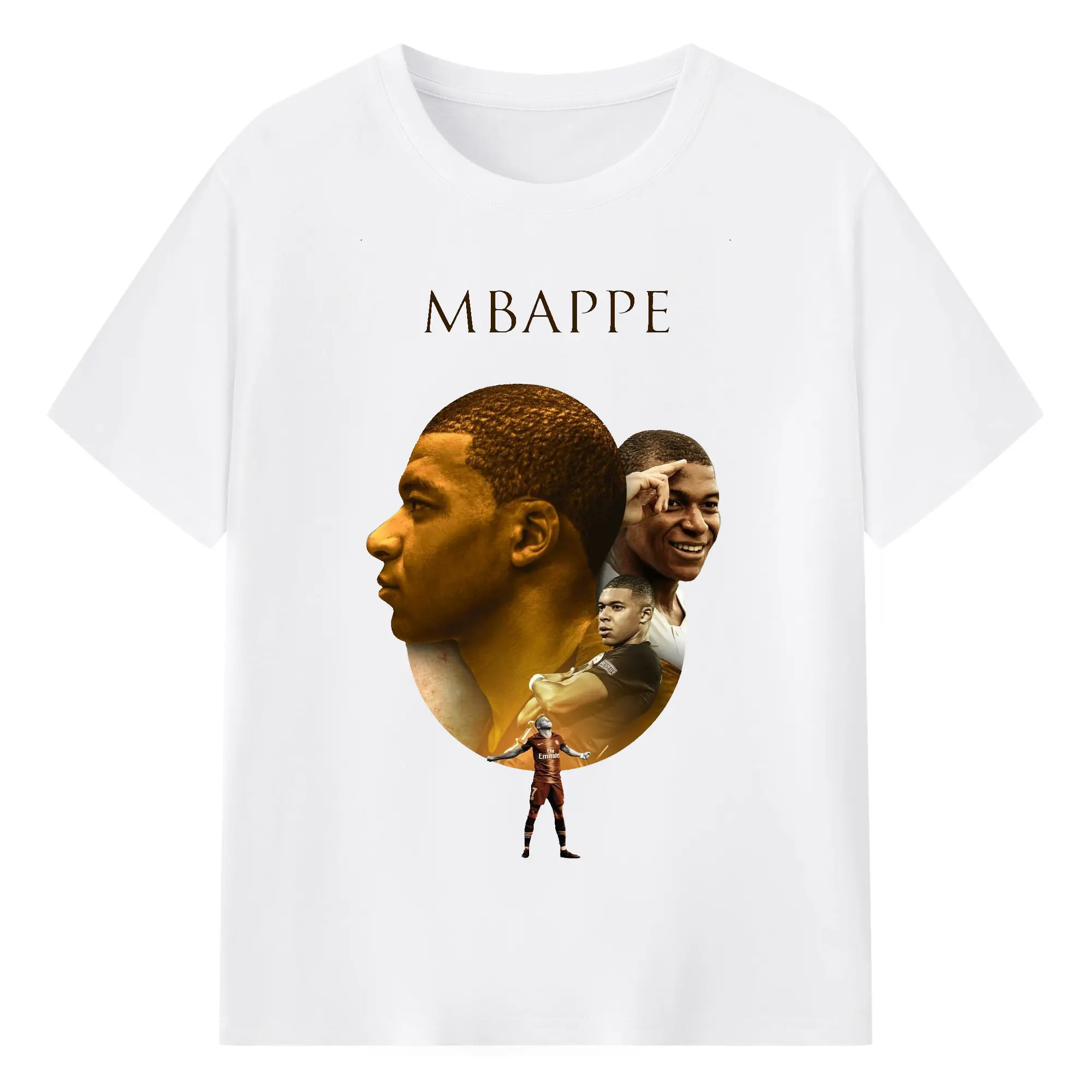 Trendy “Kylian Mbappé Football Star” DIY Shirt - 180g Cotton T-Shirt With Front Heat Transfer Print – Soft, Lightweight, Fitted Design – Comfortable Casual Wear For Sports & Everyday Use