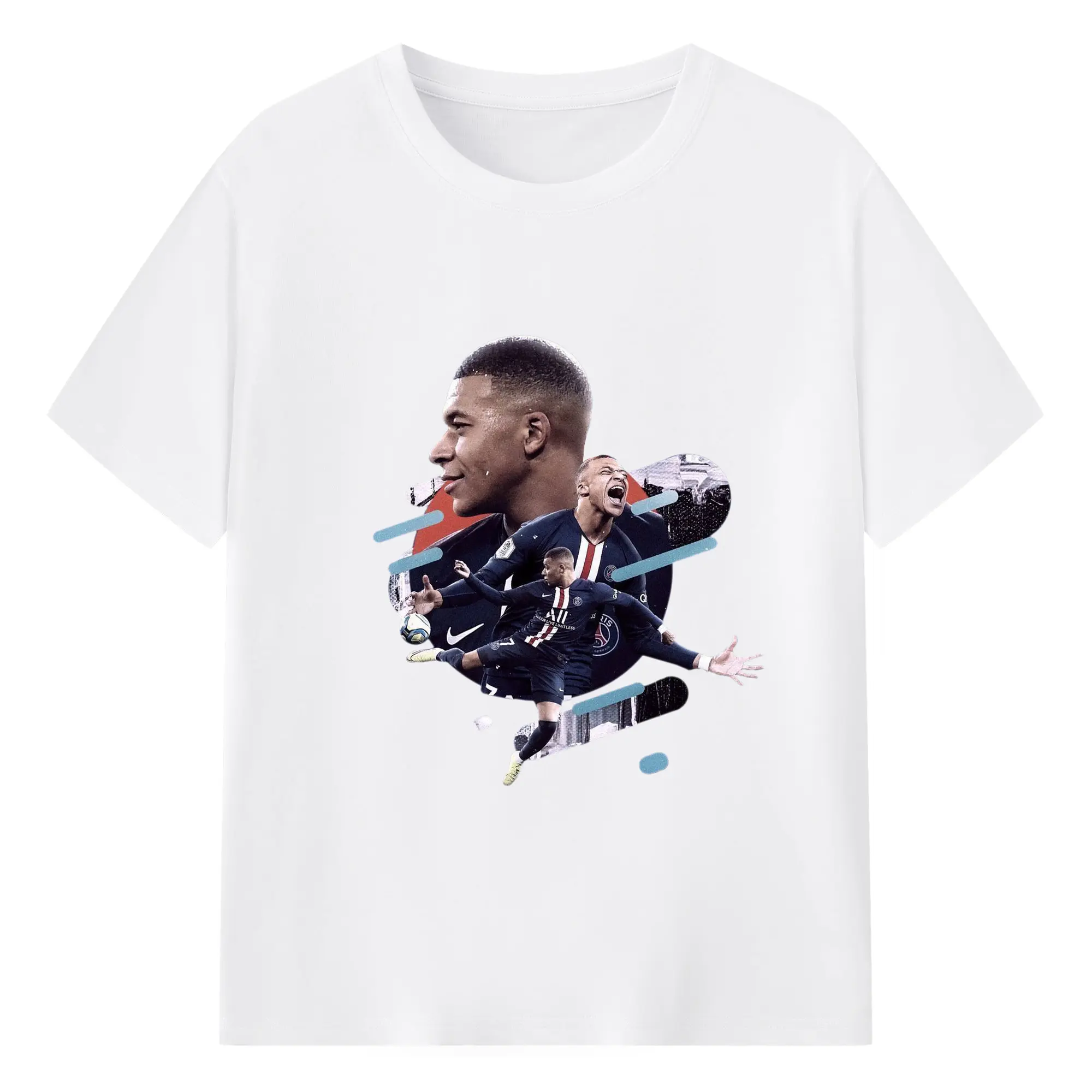 Mbappé Paris Saint-Germain Inspired DIY Shirt - 180g Cotton T-Shirt With Front Heat Transfer Print – Soft, Lightweight, Fitted Design – Comfortable Casual Wear For Sports & Everyday Use
