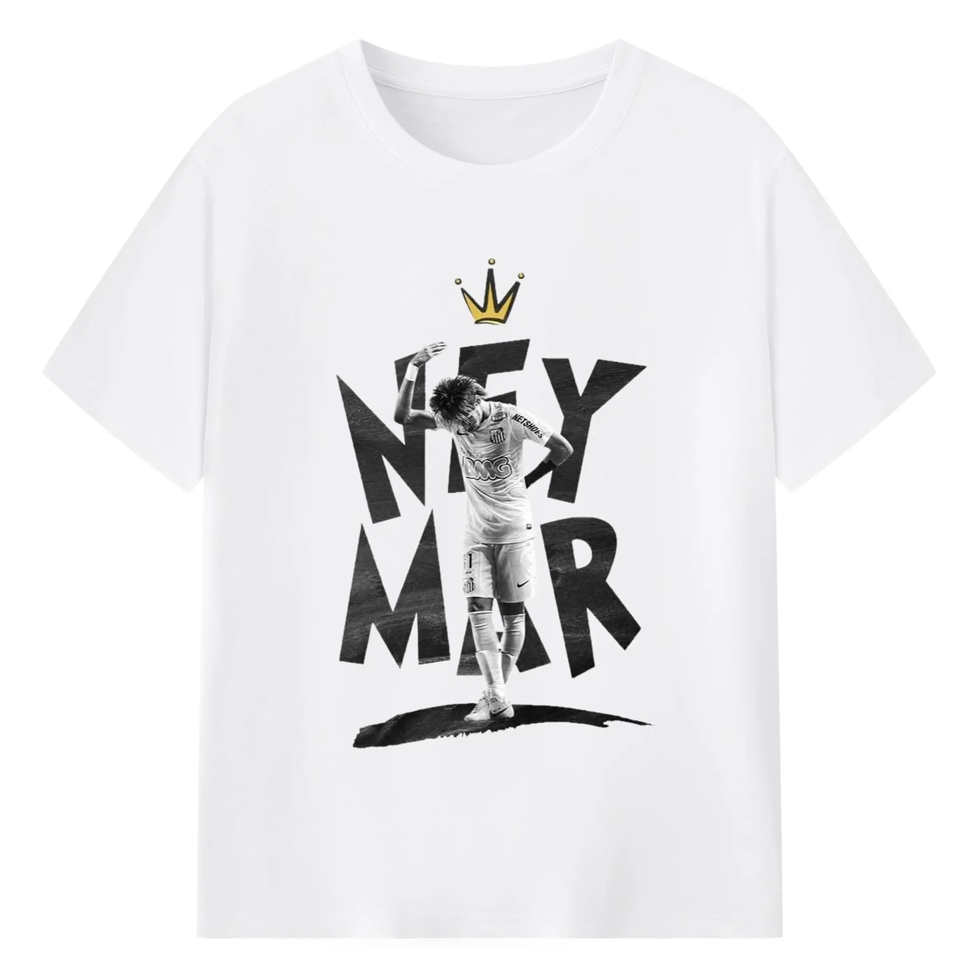 Neymar Santos FC King Style DIY Shirt - 180g Cotton T-Shirt With Front Heat Transfer Print – Soft, Lightweight, Fitted Design – Comfortable Casual Wear For Sports & Everyday Use