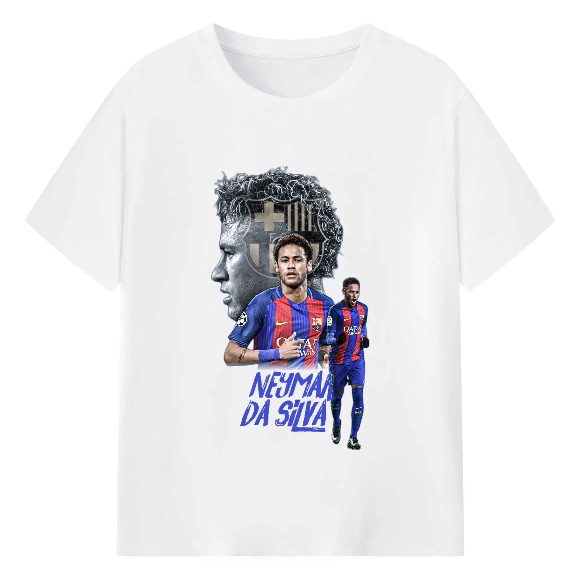 Neymar FC Barcelona Soccer Fan DIY Shirt - 180g Cotton T-Shirt With Front Heat Transfer Print – Soft, Lightweight, Fitted Design – Comfortable Casual Wear For Sports & Everyday Use