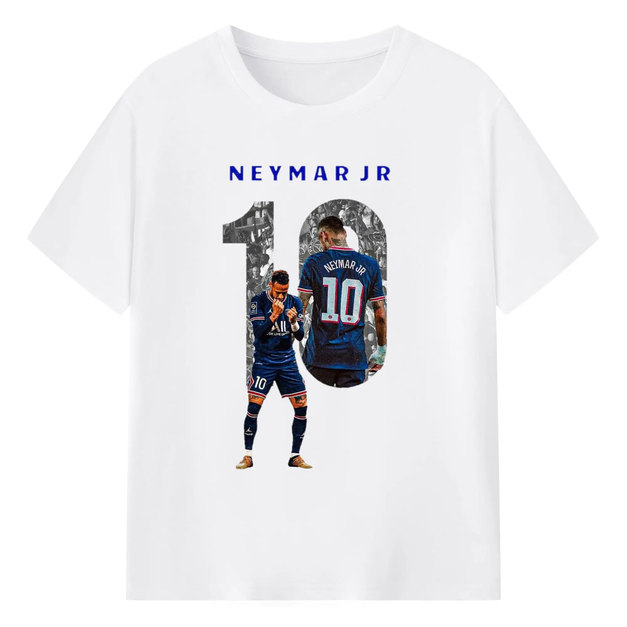 Personalized Neymar 10 PSG Blueprint DIY Shirt - 180g Cotton T-Shirt With Front Heat Transfer Print – Soft, Lightweight, Fitted Design – Comfortable Casual Wear For Sports & Everyday Use