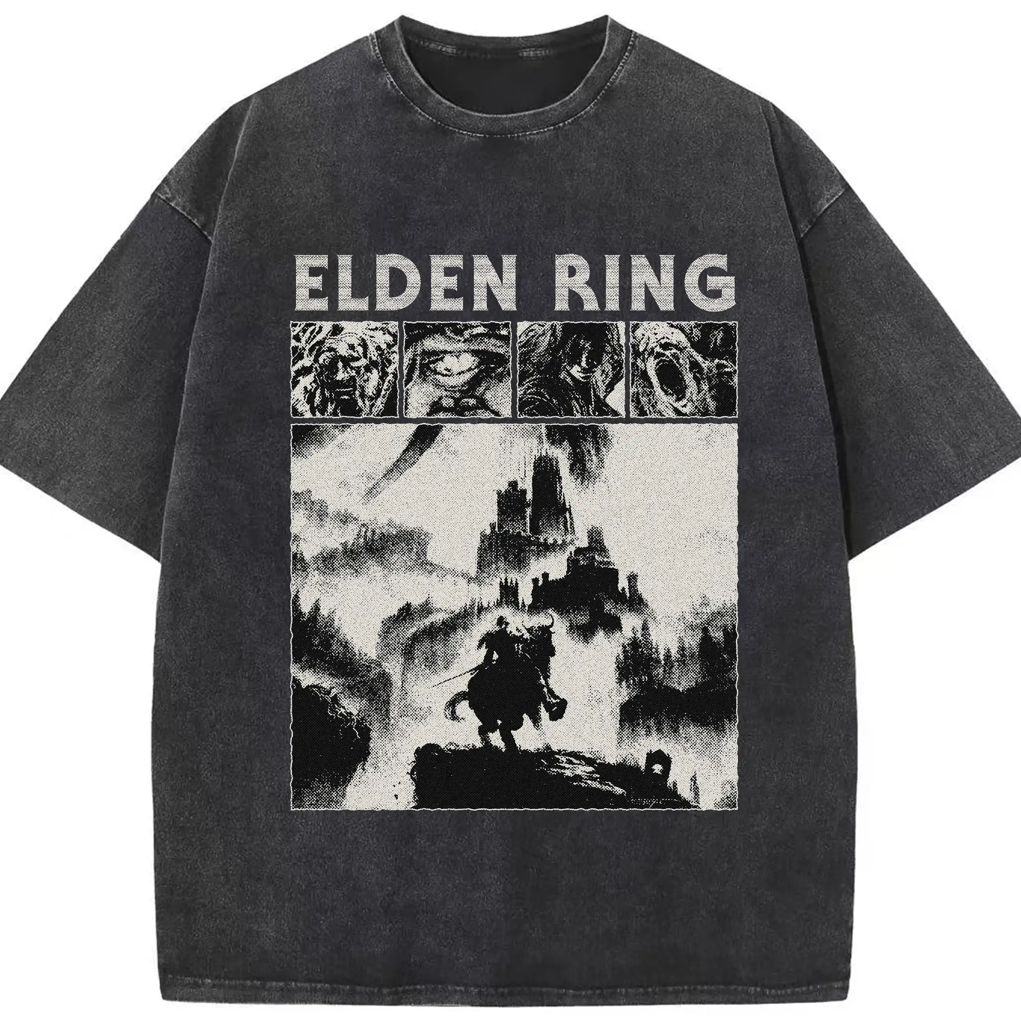 Washed Vintage Look 230g Cotton Oversized T-Shirt With Front Heat Transfer Print – Soft, Lightweight, Stylish Fit – Comfortable Casual Wear For Sports & Everyday Use