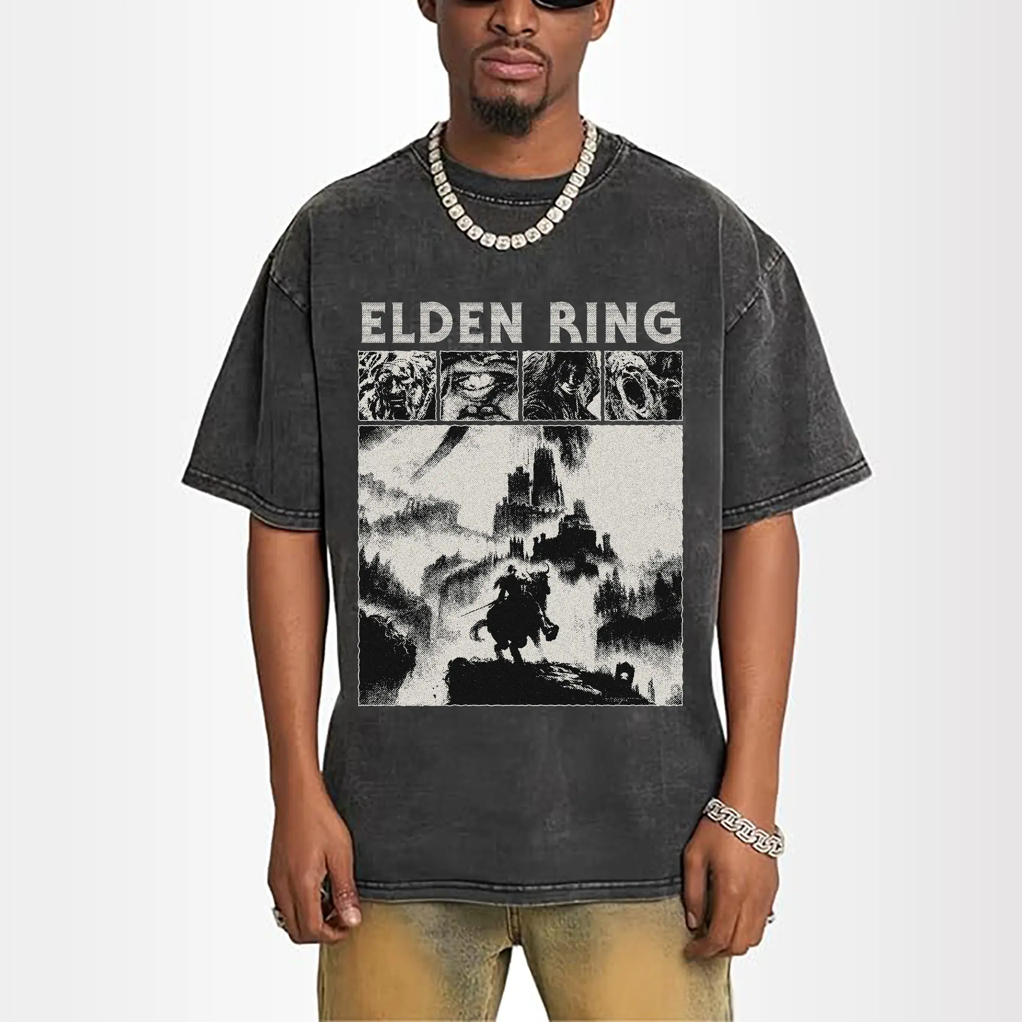 Washed Vintage Look 230g Cotton Oversized T-Shirt With Front Heat Transfer Print – Soft, Lightweight, Stylish Fit – Comfortable Casual Wear For Sports & Everyday Use