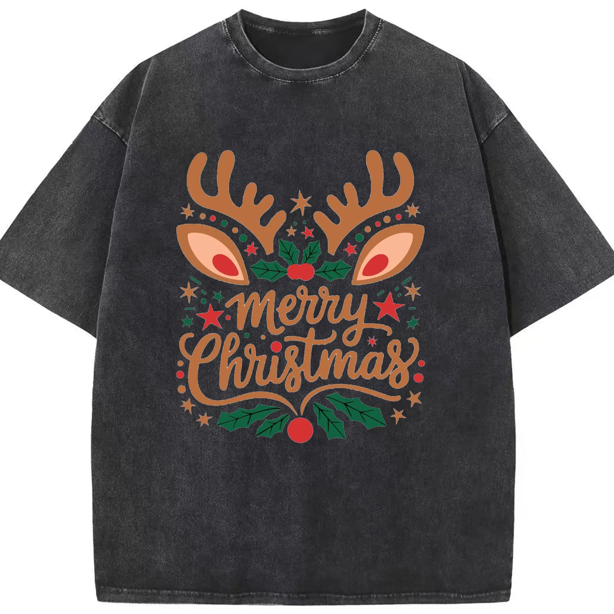 Washed Vintage Look 230g Cotton Oversized T-Shirt With Front Heat Transfer Print – Soft, Lightweight, Stylish Fit – Comfortable Casual Wear For Sports & Everyday Use