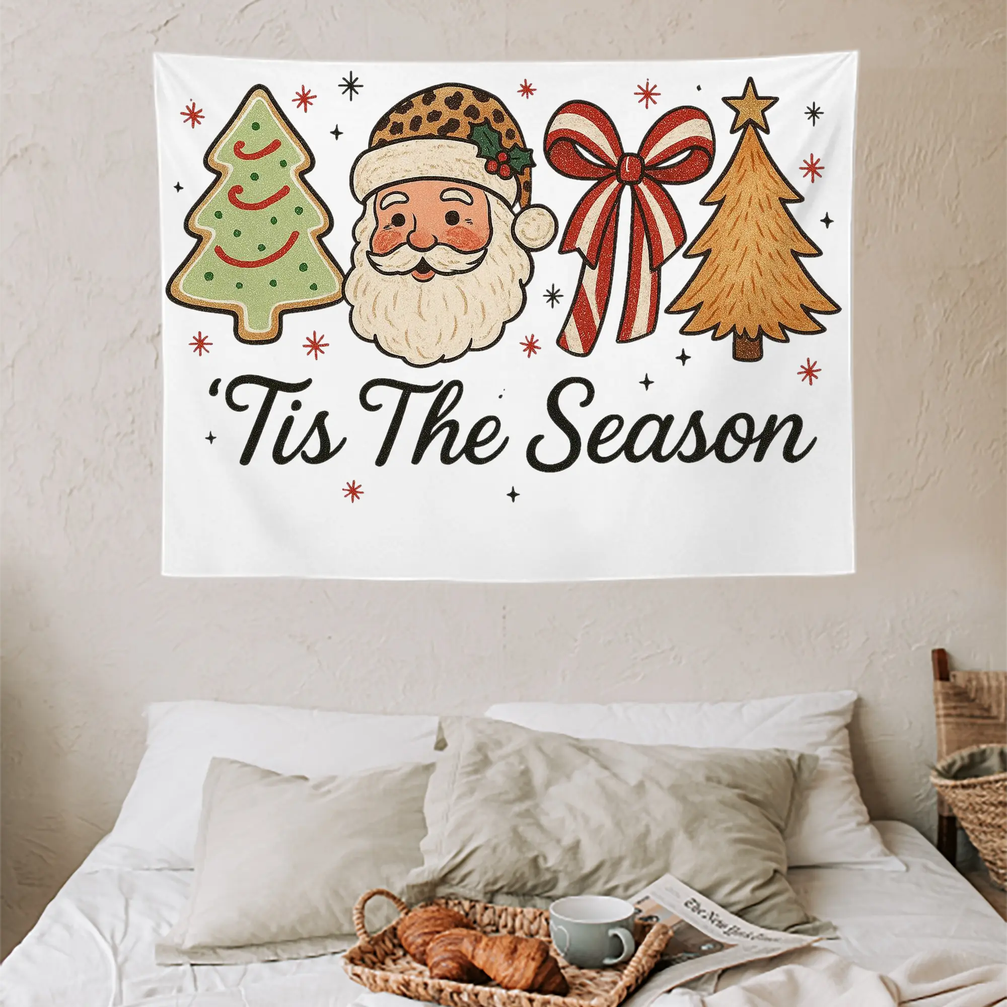 Wall Tapestry For Bedroom Aesthetic – Boho Style Polyester Fabric Wall Hanging With Hooks – 60 X 90 Inch Large Size, Lightweight, Durable, Easy To Hang