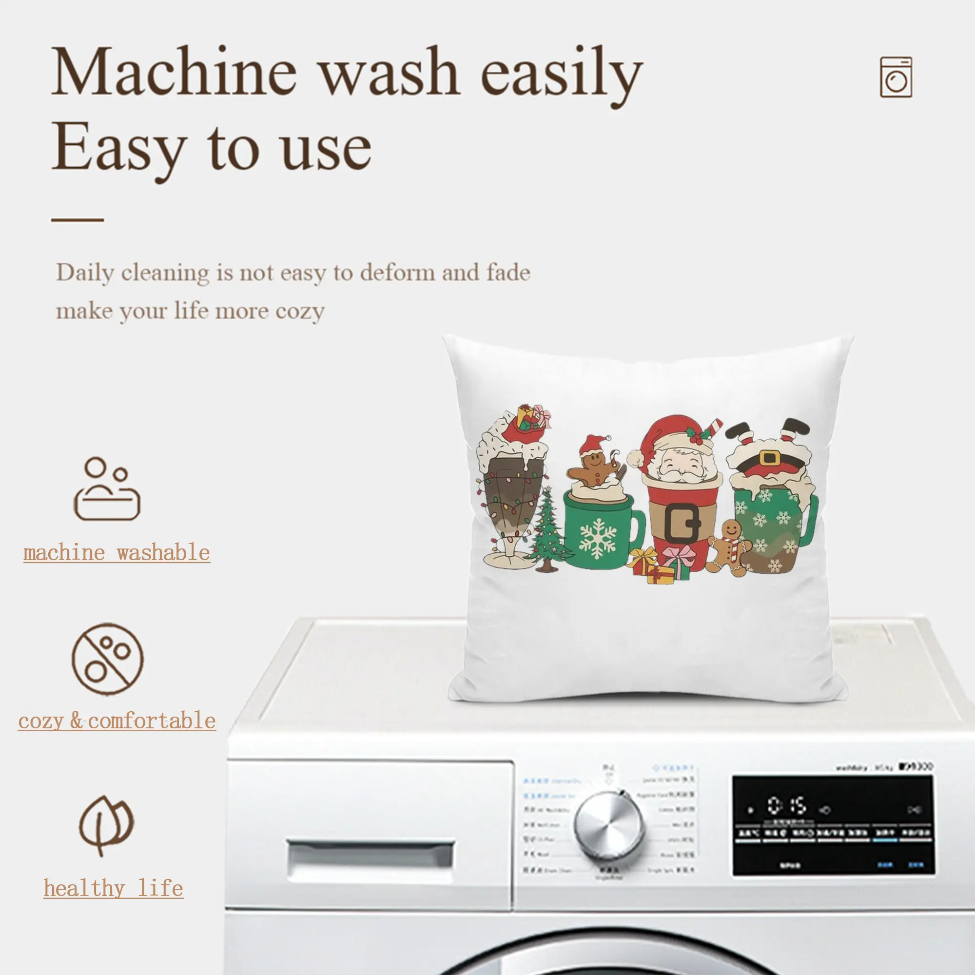 Soft Polyester Pillow Cover With Insert – Double-Sided Design, Invisible Zipper, Durable & Breathable – Easy Care Cushion Set