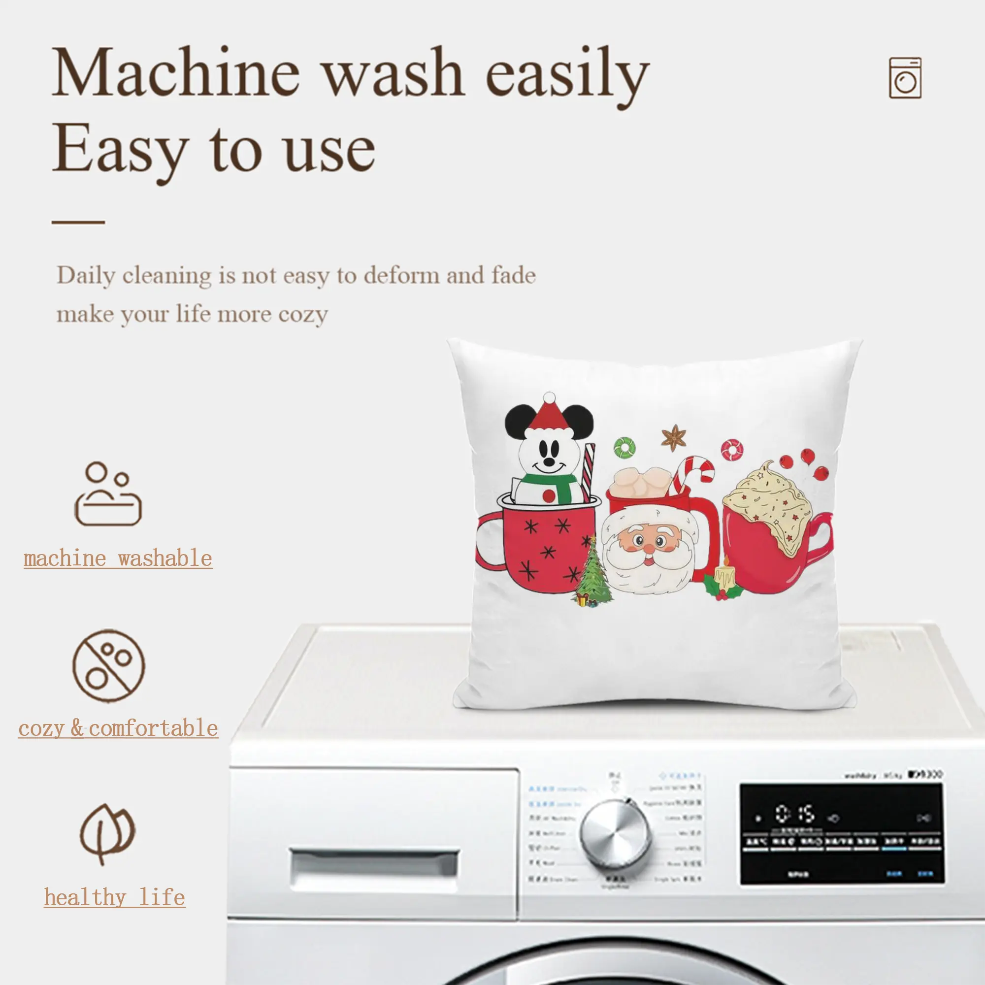 Soft Polyester Pillow Cover With Insert – Double-Sided Design, Invisible Zipper, Durable & Breathable – Easy Care Cushion Set