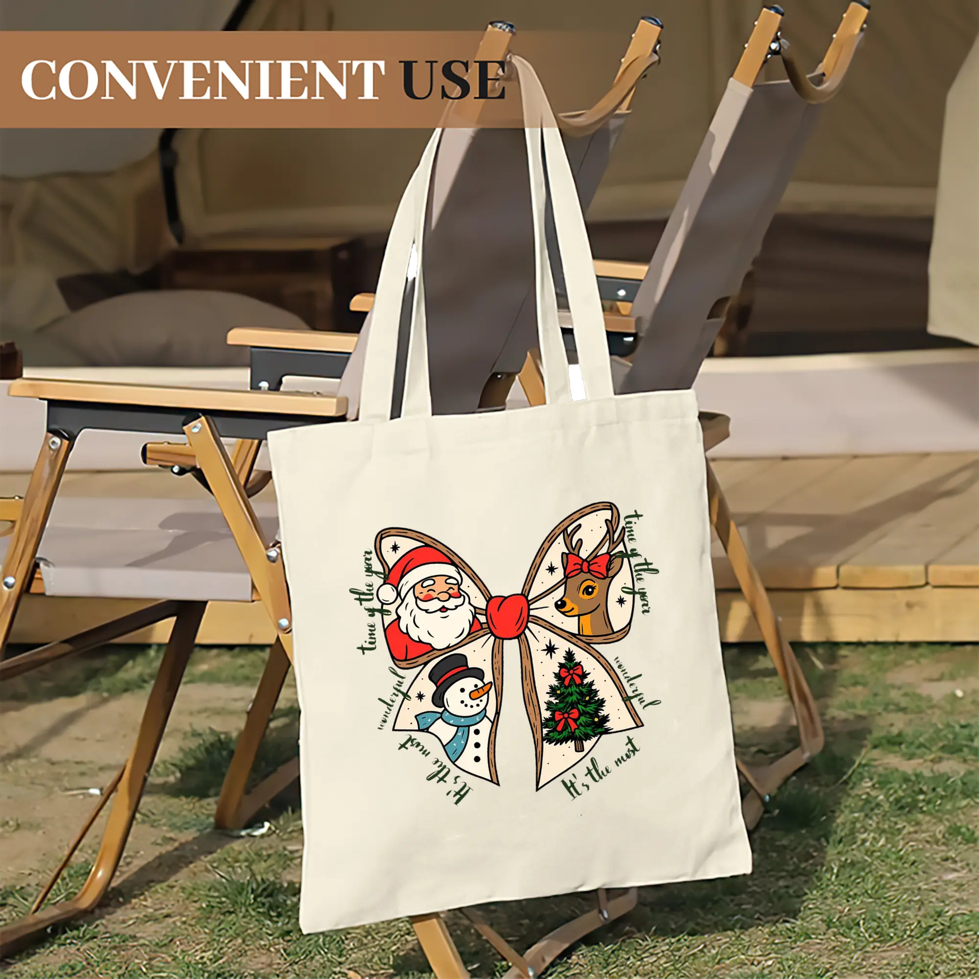 Heavy-Duty 12oz Canvas Tote Bag — Large Capacity Reusable Shopping & Travel Bag with Heat-Transfer Print, Wide Reinforced Handles (80% Polyester, 20% Cotton)