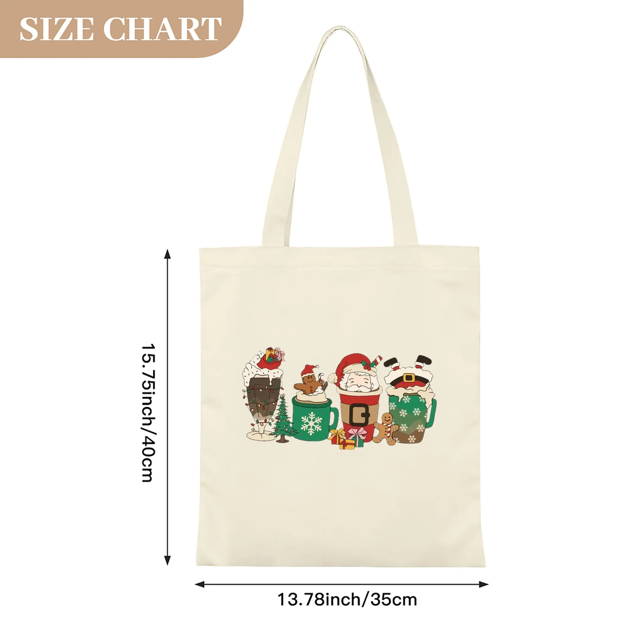 Heavy-Duty 12oz Canvas Tote Bag — Large Capacity Reusable Shopping & Travel Bag with Heat-Transfer Print, Wide Reinforced Handles (80% Polyester, 20% Cotton)