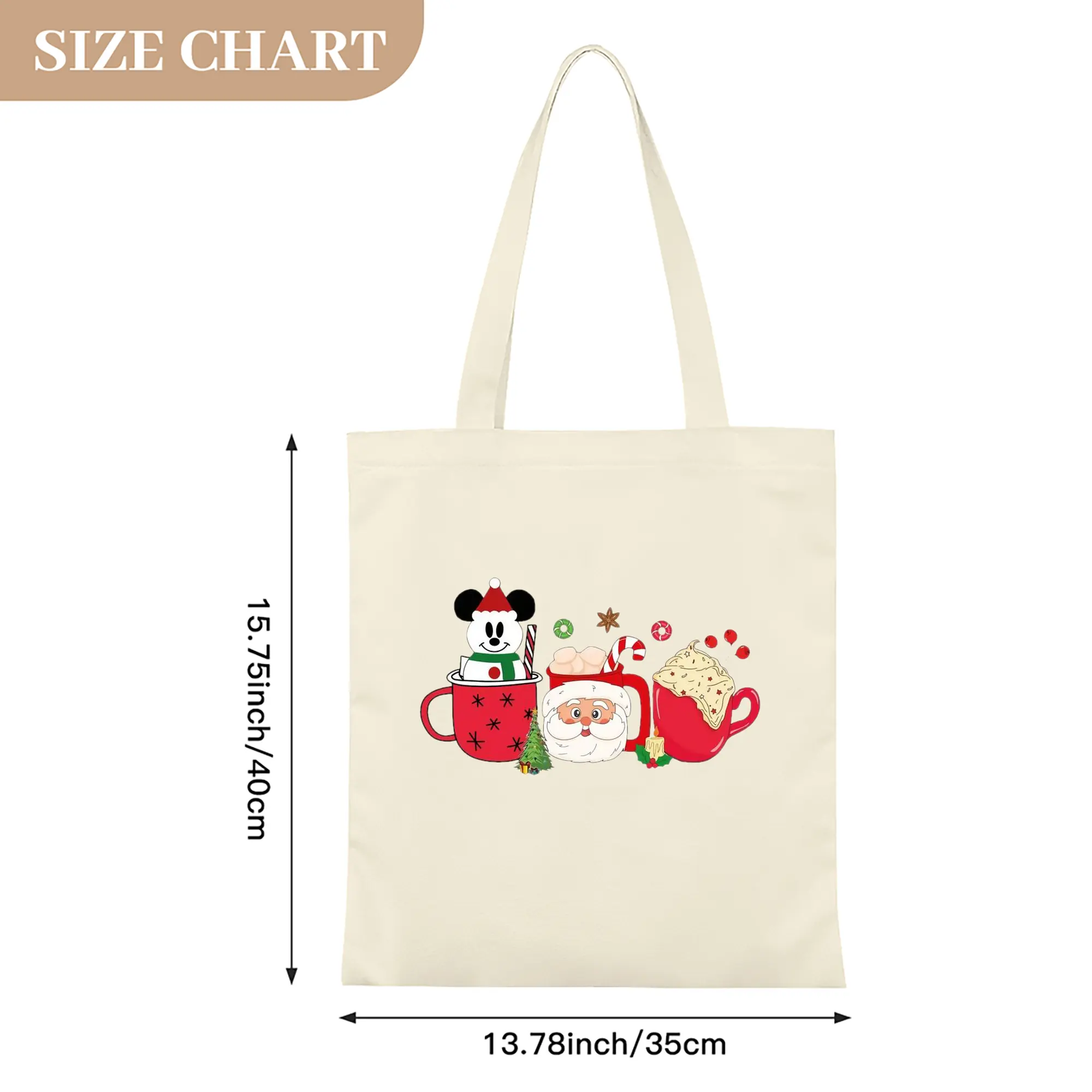 Heavy-Duty 12oz Canvas Tote Bag — Large Capacity Reusable Shopping & Travel Bag with Heat-Transfer Print, Wide Reinforced Handles (80% Polyester, 20% Cotton)