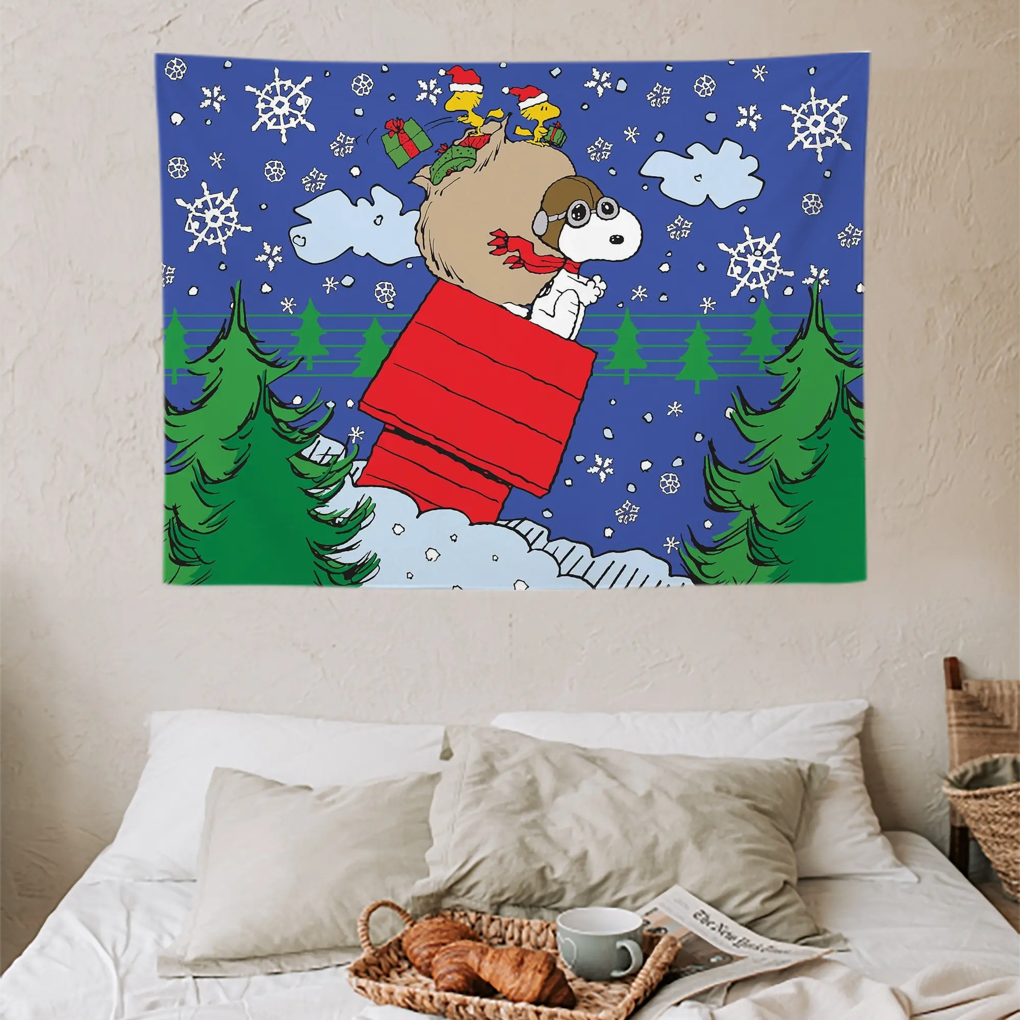 Wall Tapestry For Bedroom Aesthetic – Boho Style Polyester Fabric Wall Hanging With Hooks – 60 X 90 Inch Large Size, Lightweight, Durable, Easy To Hang