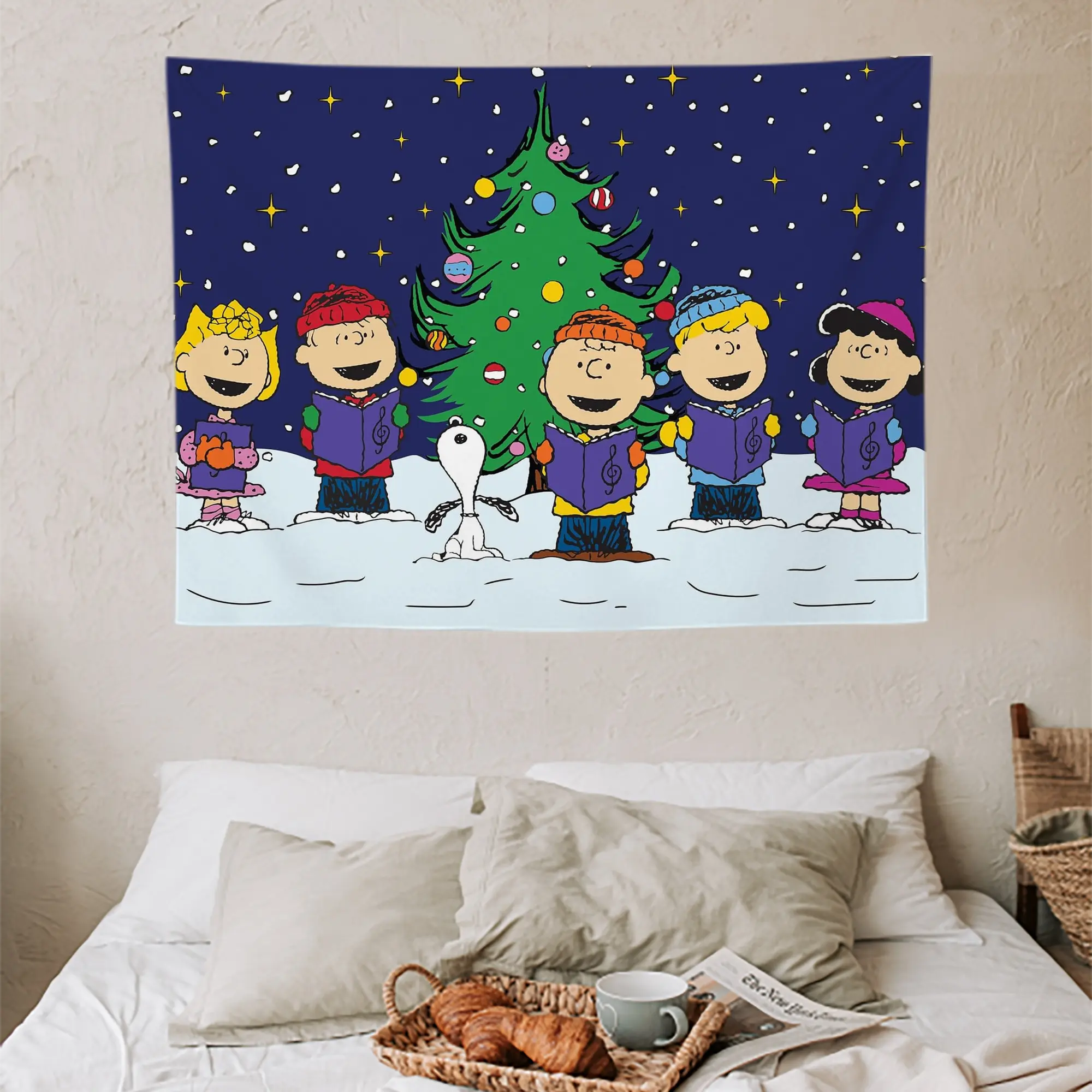 Wall Tapestry For Bedroom Aesthetic – Boho Style Polyester Fabric Wall Hanging With Hooks – 60 X 90 Inch Large Size, Lightweight, Durable, Easy To Hang