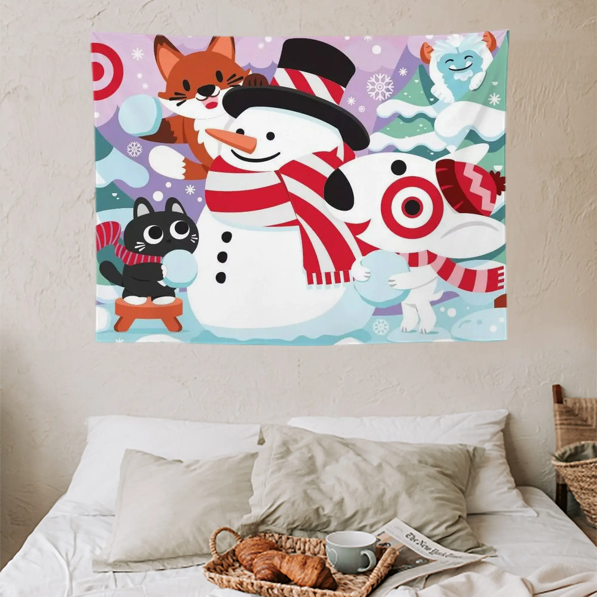 Wall Tapestry For Bedroom Aesthetic – Boho Style Polyester Fabric Wall Hanging With Hooks – 60 X 90 Inch Large Size, Lightweight, Durable, Easy To Hang