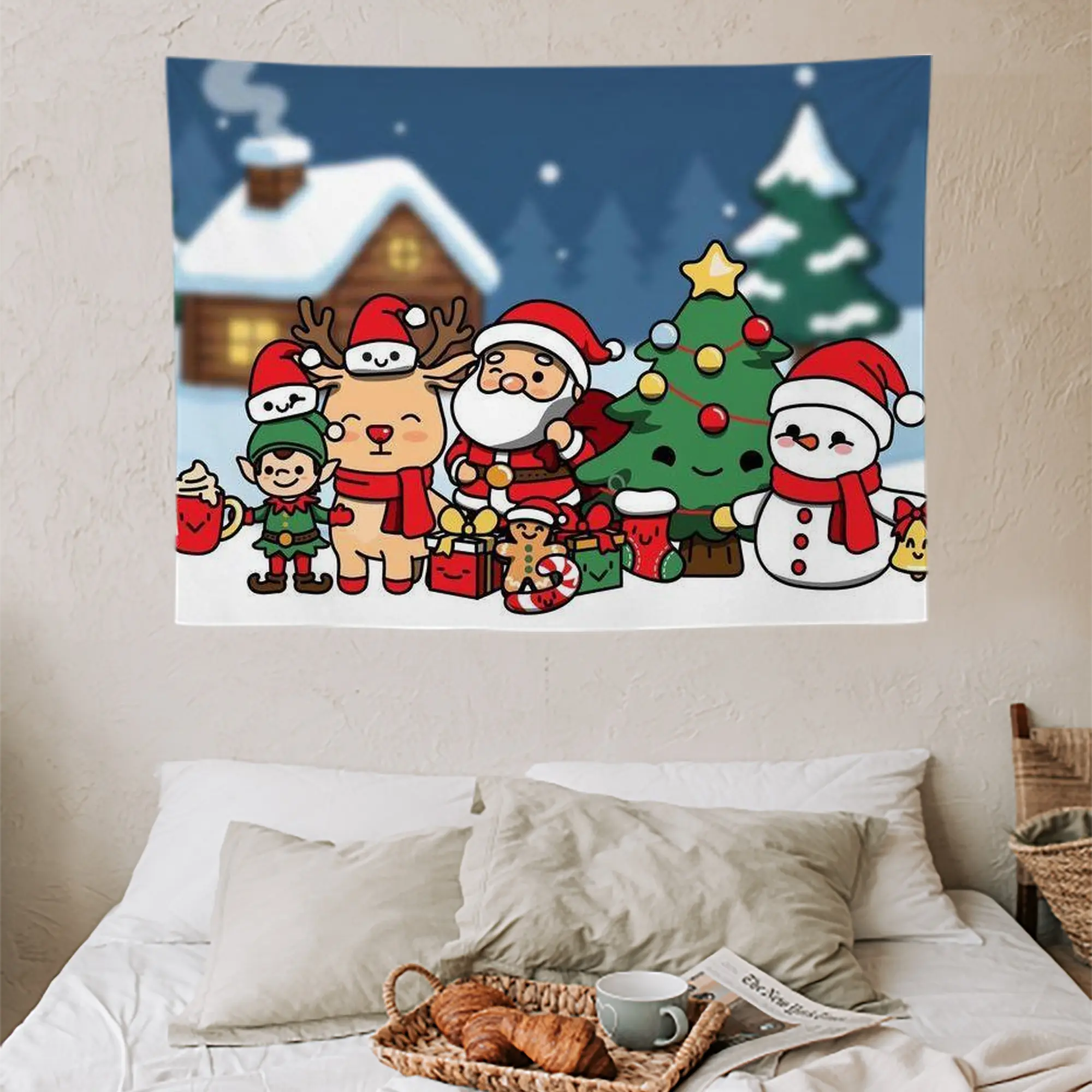 Wall Tapestry For Bedroom Aesthetic – Boho Style Polyester Fabric Wall Hanging With Hooks – 60 X 90 Inch Large Size, Lightweight, Durable, Easy To Hang