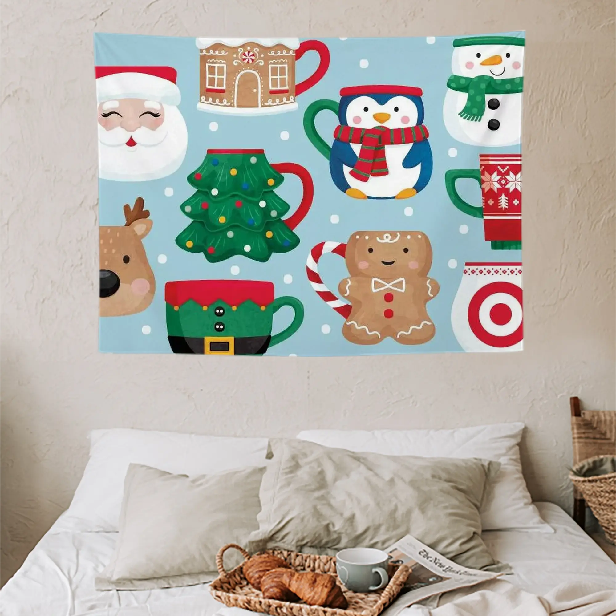 Wall Tapestry For Bedroom Aesthetic – Boho Style Polyester Fabric Wall Hanging With Hooks – 60 X 90 Inch Large Size, Lightweight, Durable, Easy To Hang